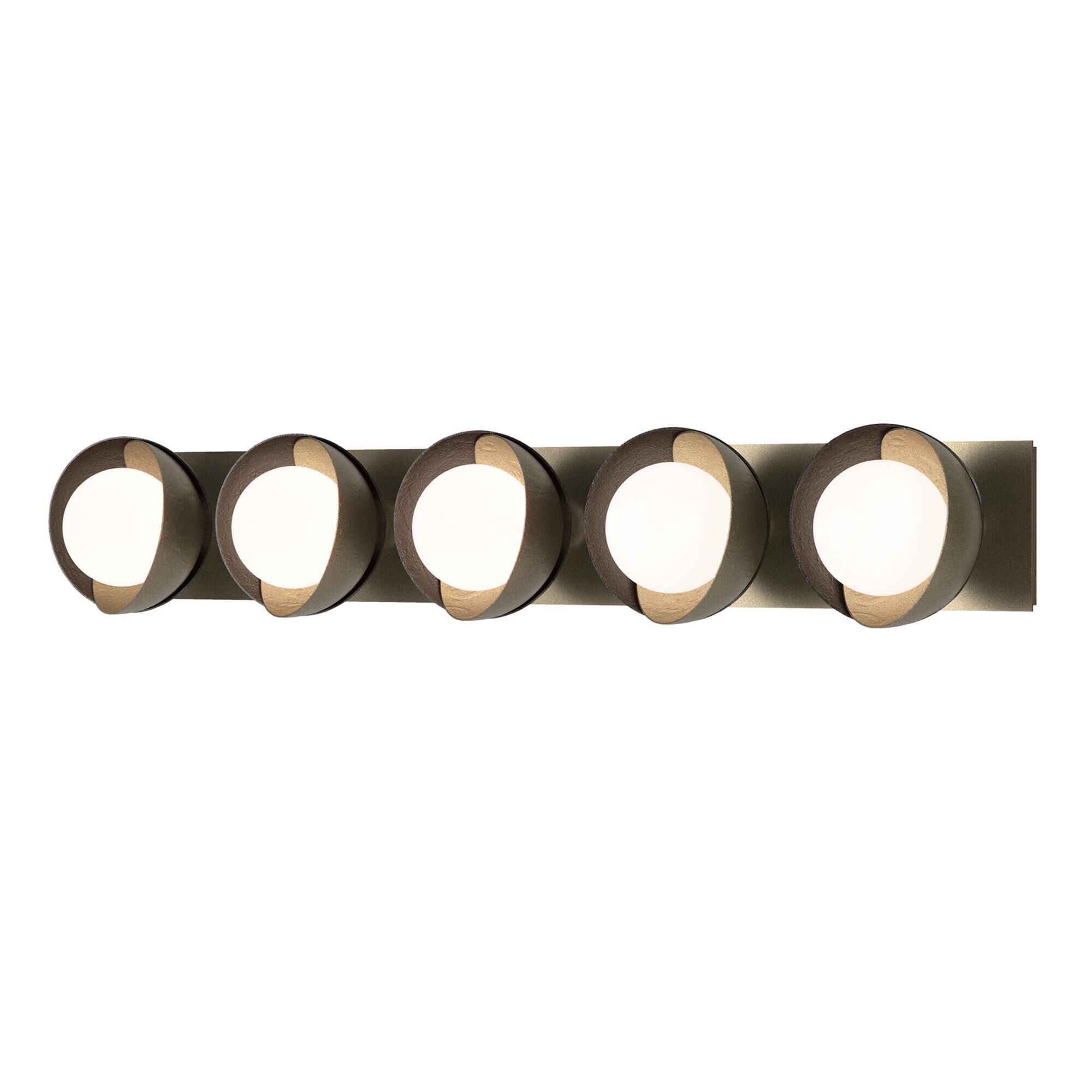 Shown in Soft Gold finish and Opal glass and Oil Rubbed Bronze (14) accent
