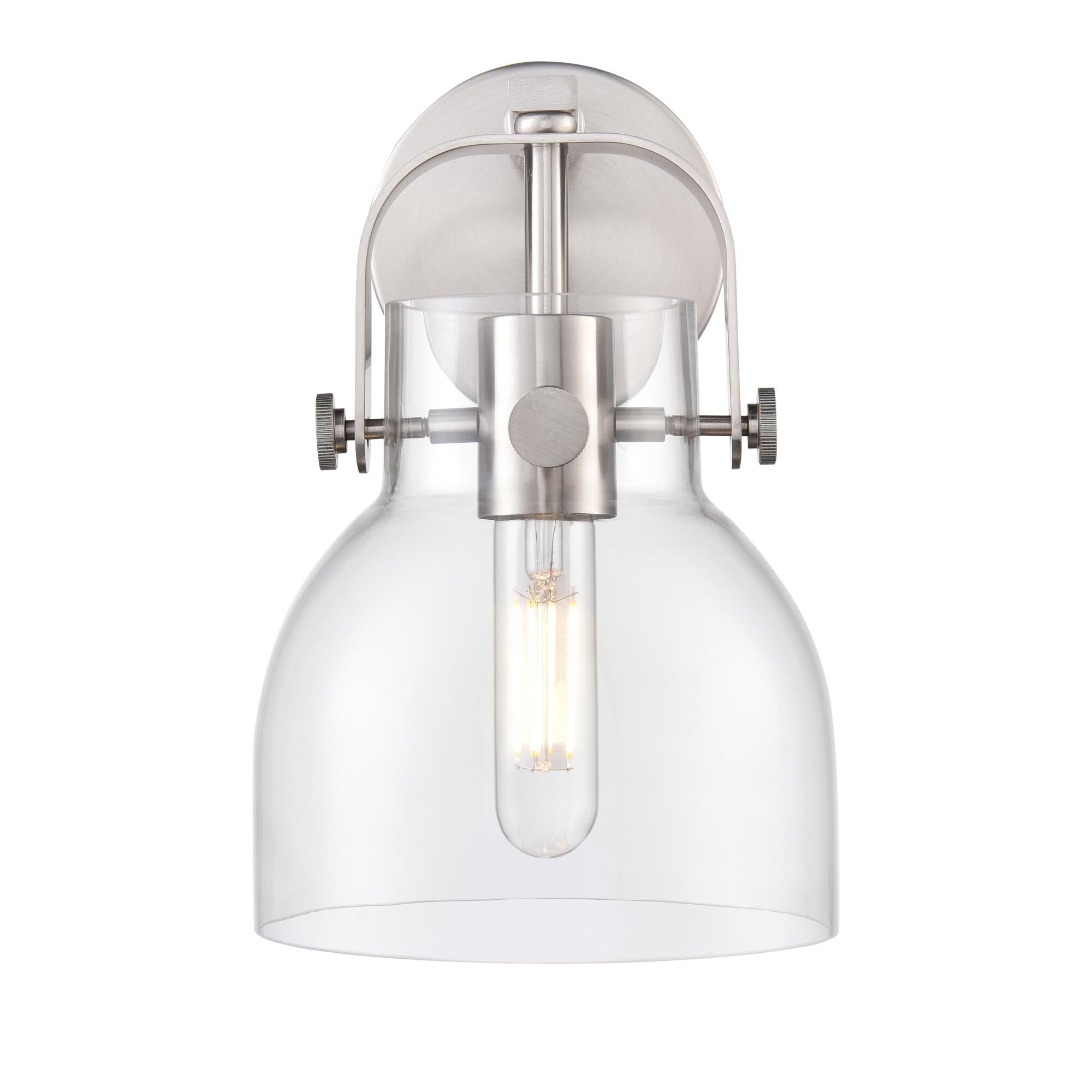 Shown in Satin Nickel finish and Clear glass