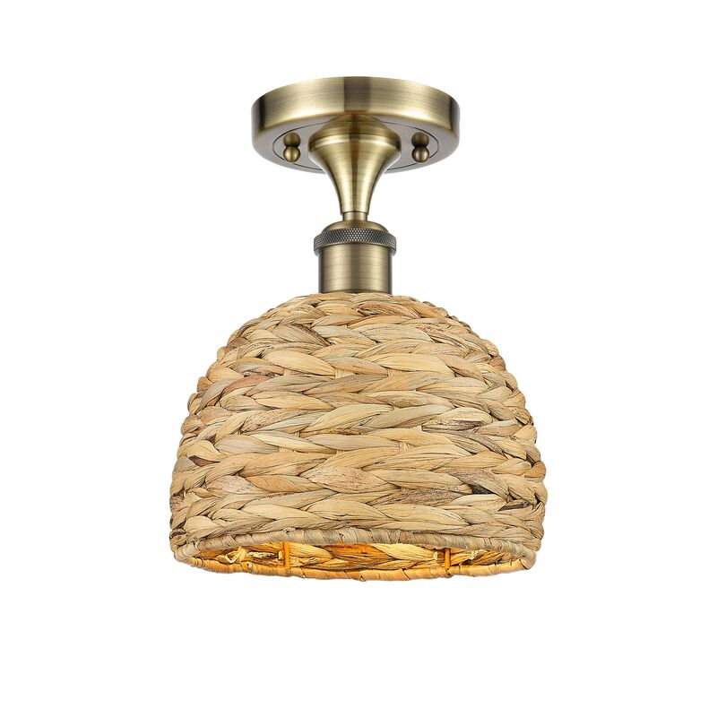 Bruno Marashlian Woven Rattan 8 Inch Semi Flush Mount by Innovations Lighting