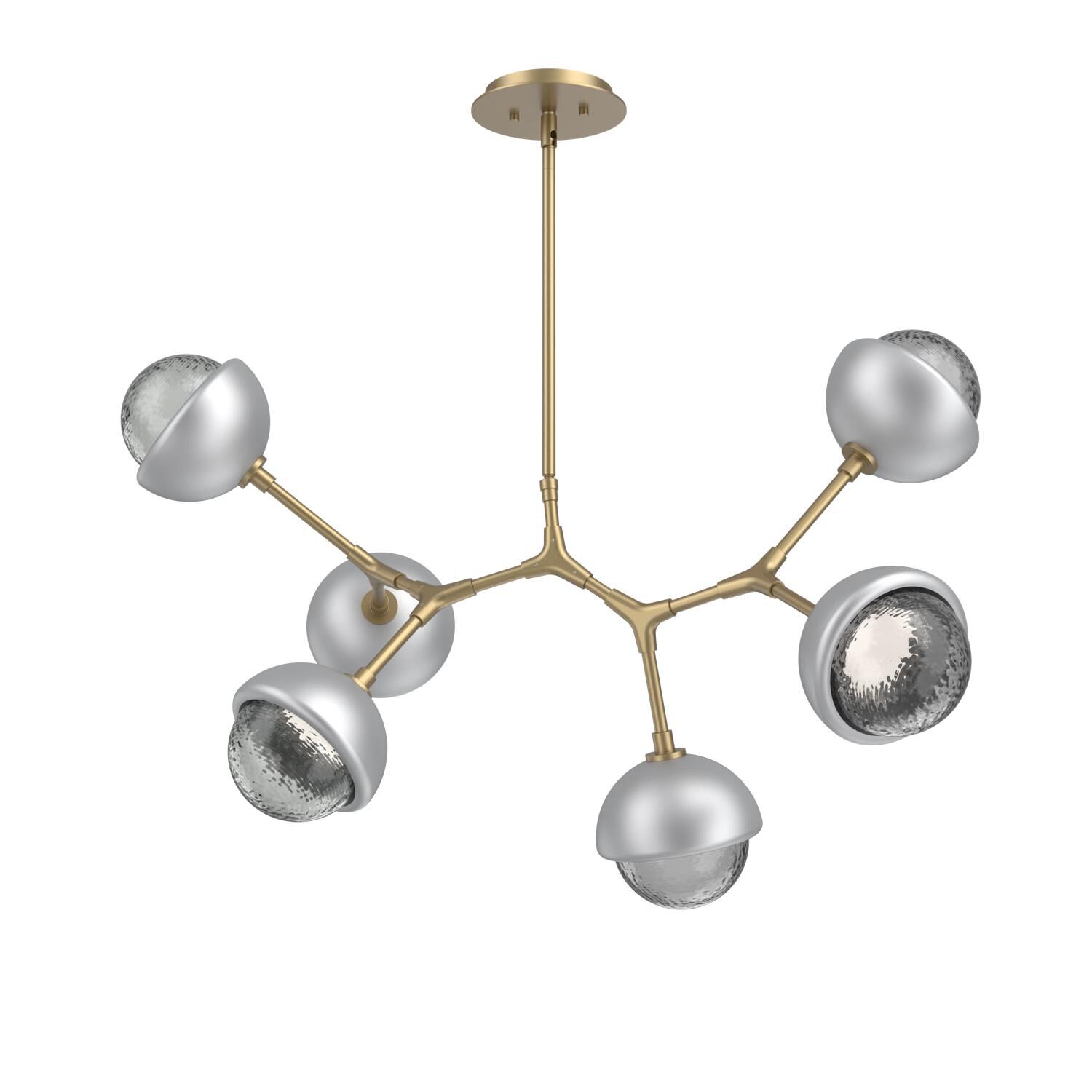 Shown in Gilded Brass finish and Smoke glass and Classic Silver accent