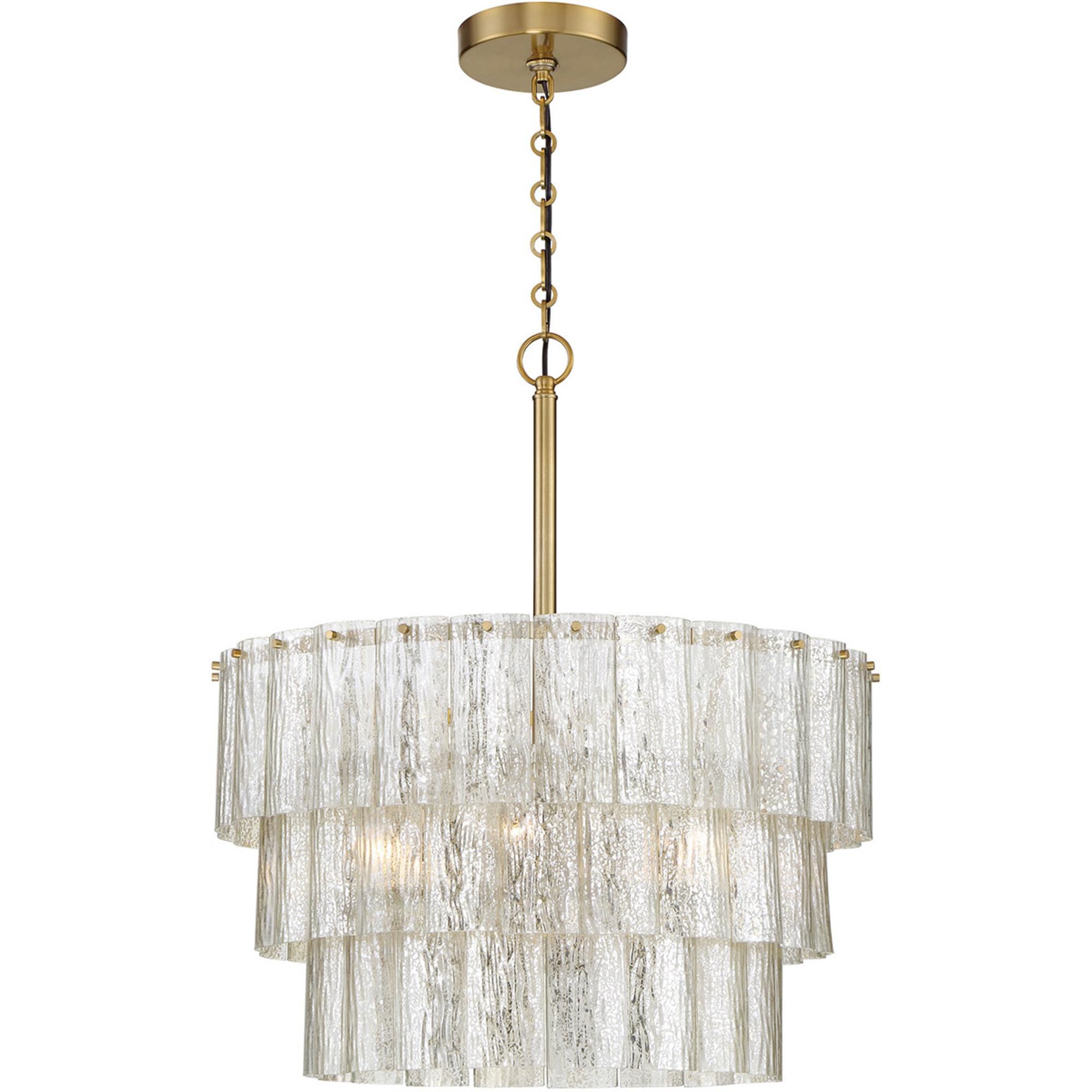 Shown in Satin Brass finish and Mercury glass and Drum accent