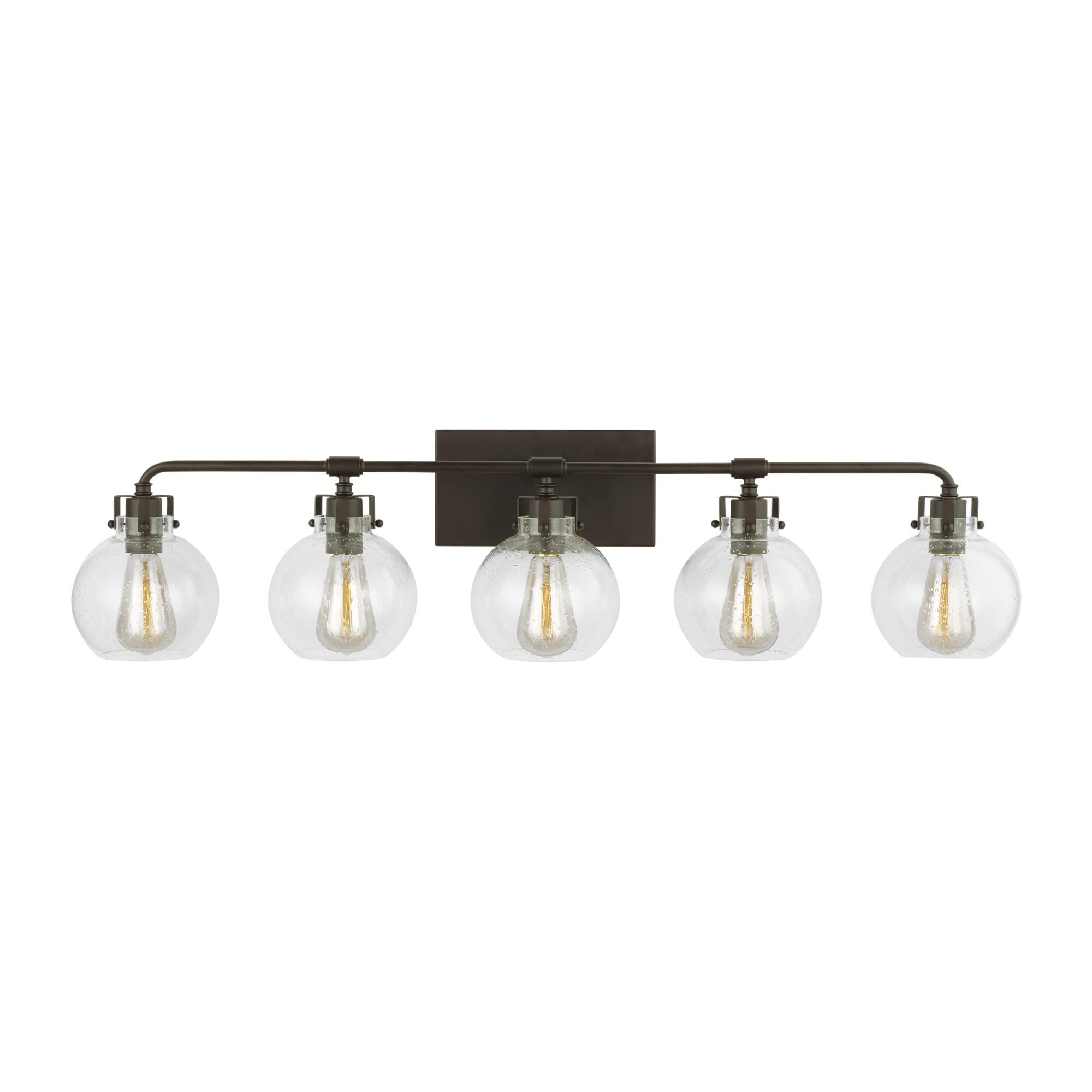 Shown in Oil Rubbed Bronze finish and Clear Seeded glass