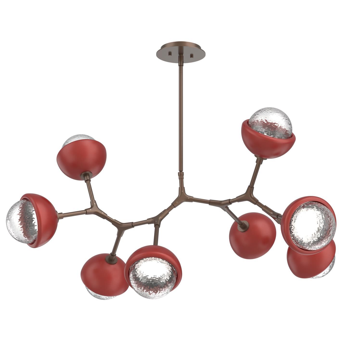 Shown in Burnished Bronze finish and Clear glass and Cinnamon Red accent