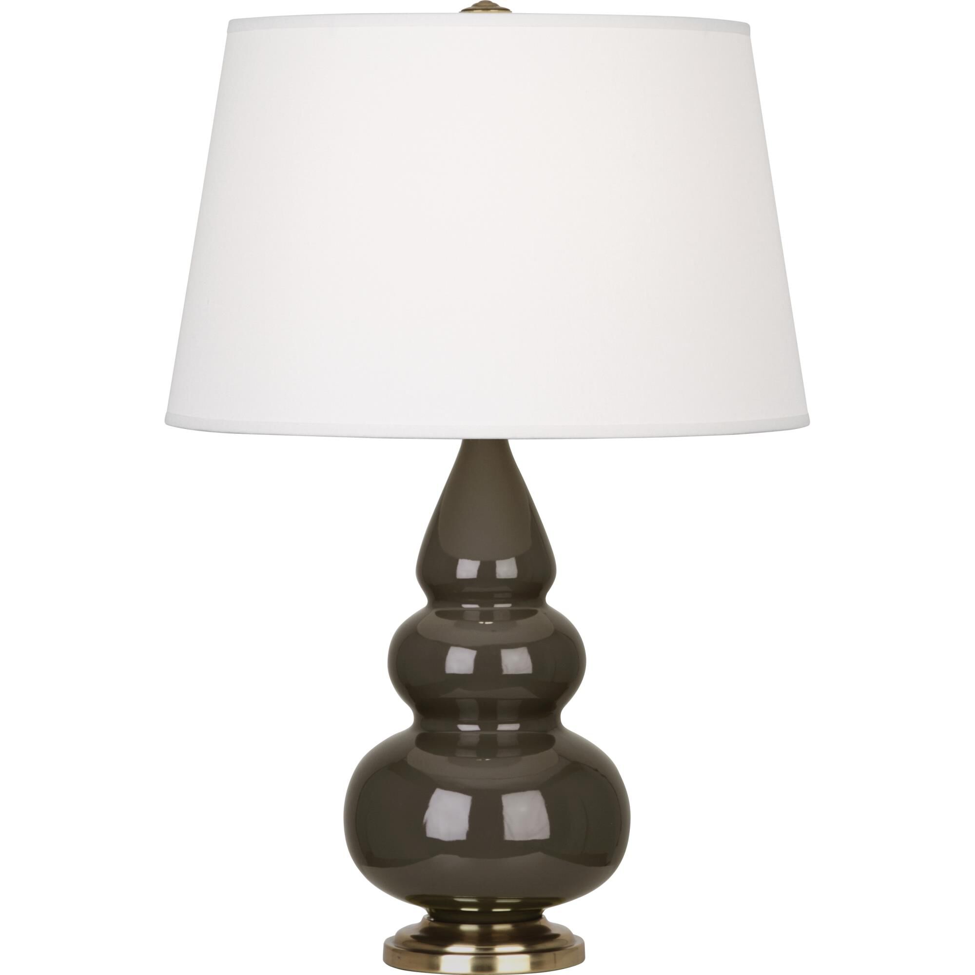 Shown in Brown Tea Glazed Ceramic With Antique Brass ed Accents finish and Pearl Dupioni Fabric shade