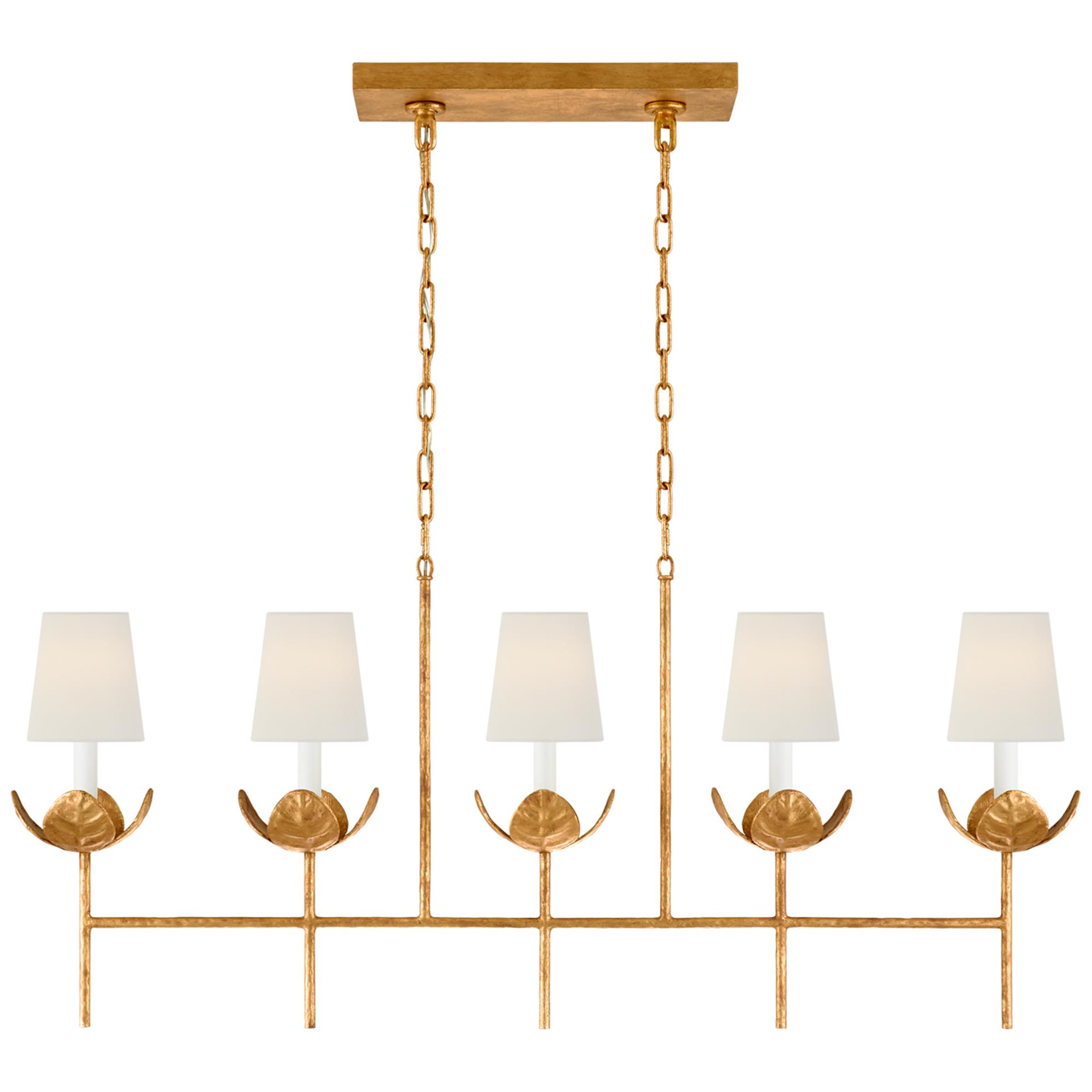 Shown in Antique Gold Leaf finish and Linen shade