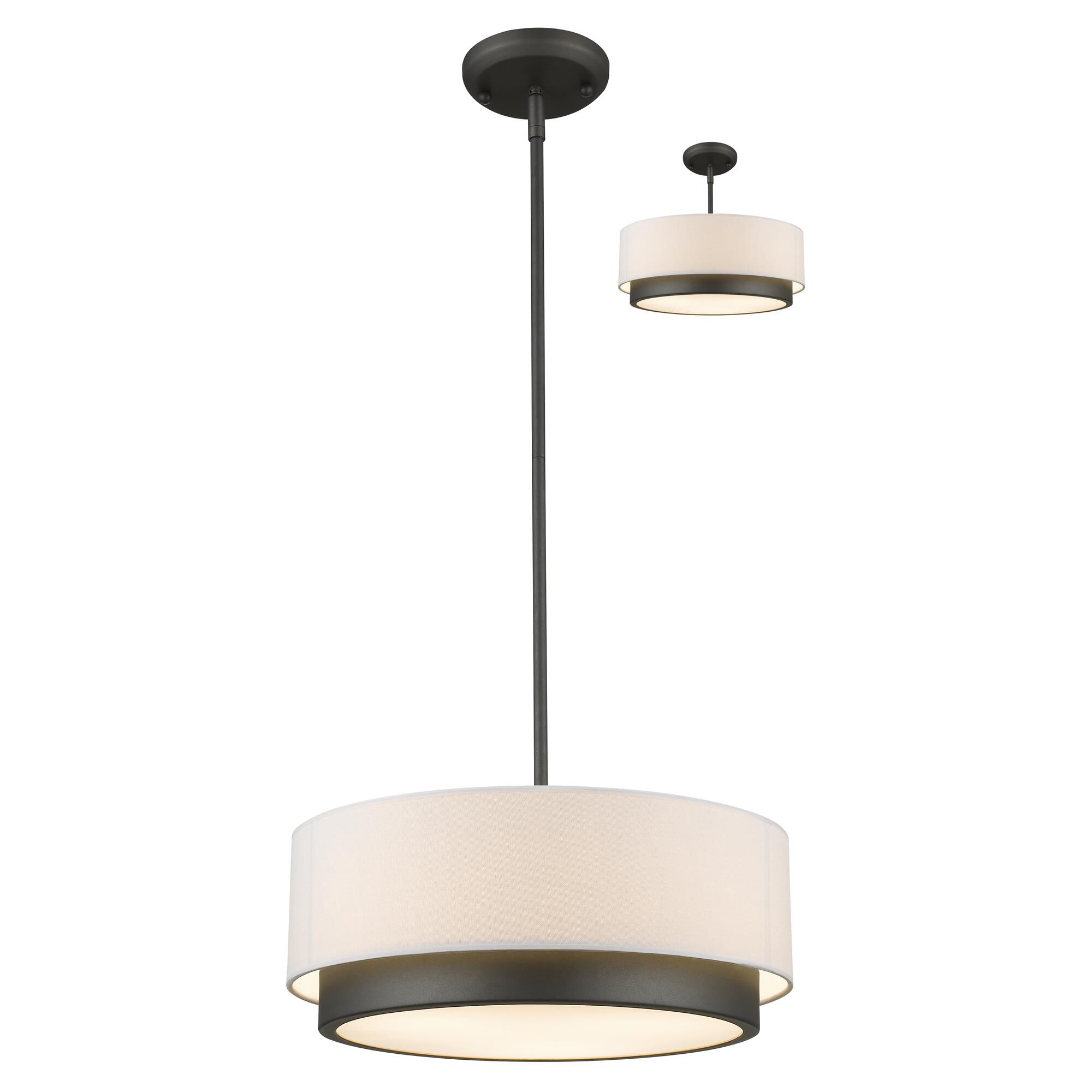 Shown in Factory Bronze finish and Fabric glass and Fabric shade