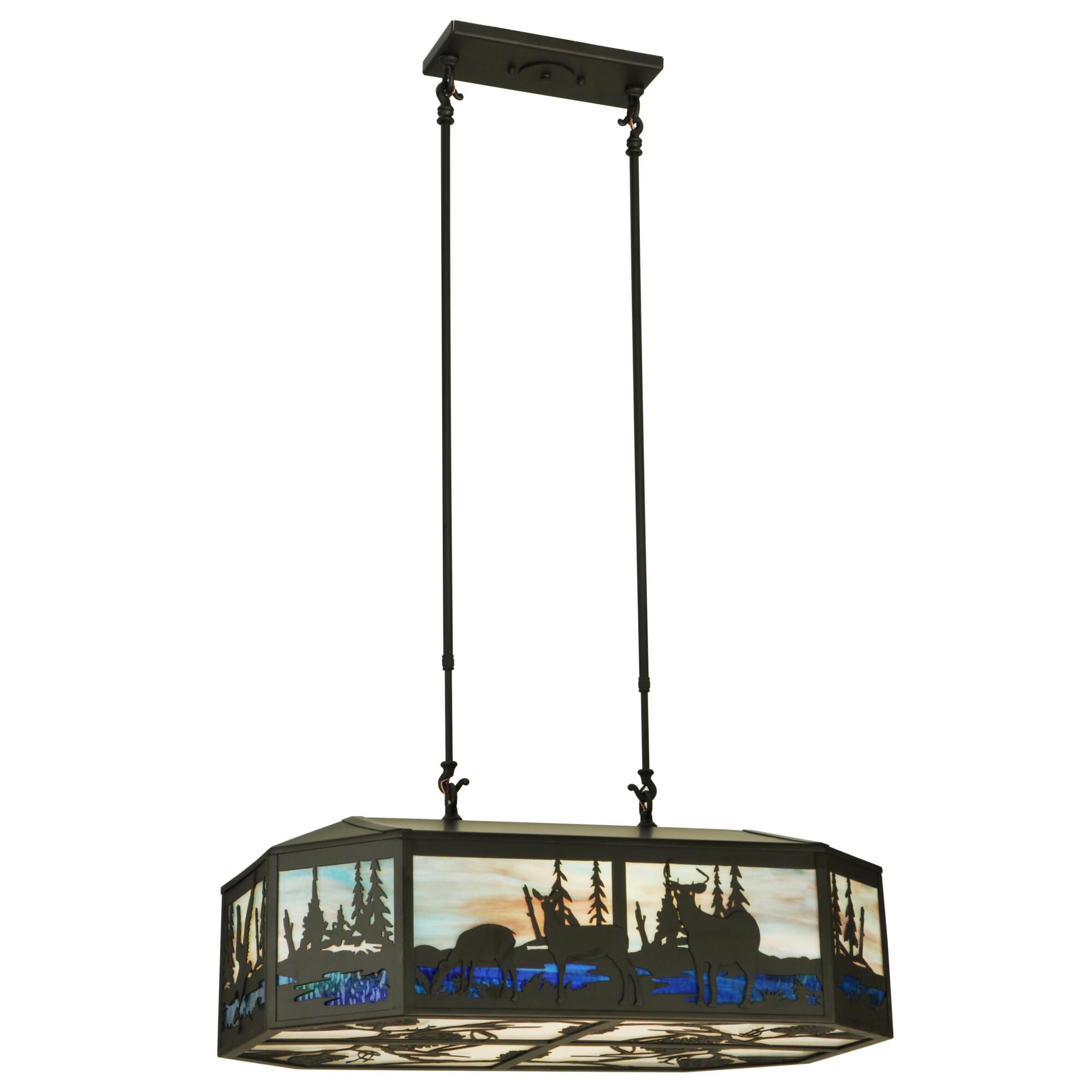 Deer Family And Eagle 32 Inch 6 Light Linear Suspension Light by Meyda Lighting