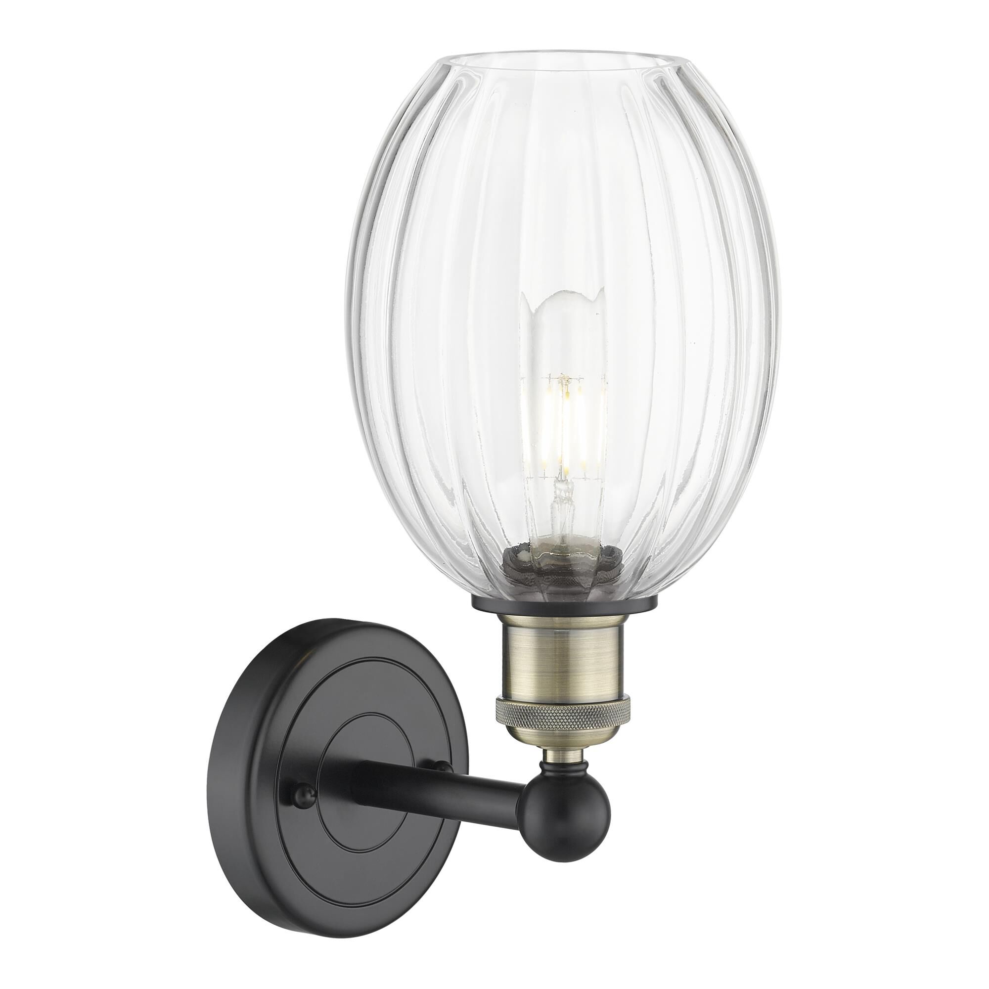 Shown in Black Antique Brass finish and Clear glass