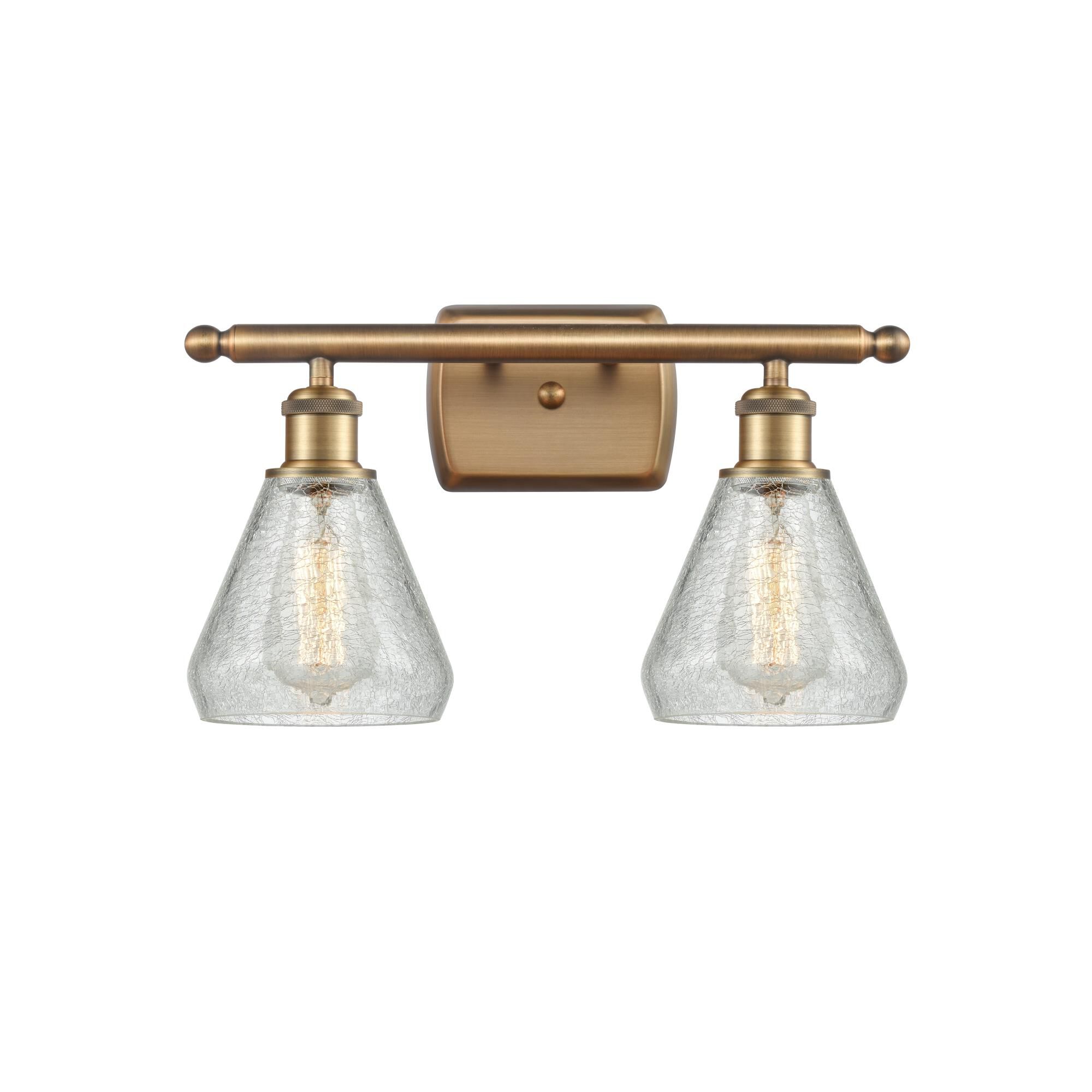 Shown in Brushed Brass finish and Cone glass and Glass shade and Polished Chrome accent