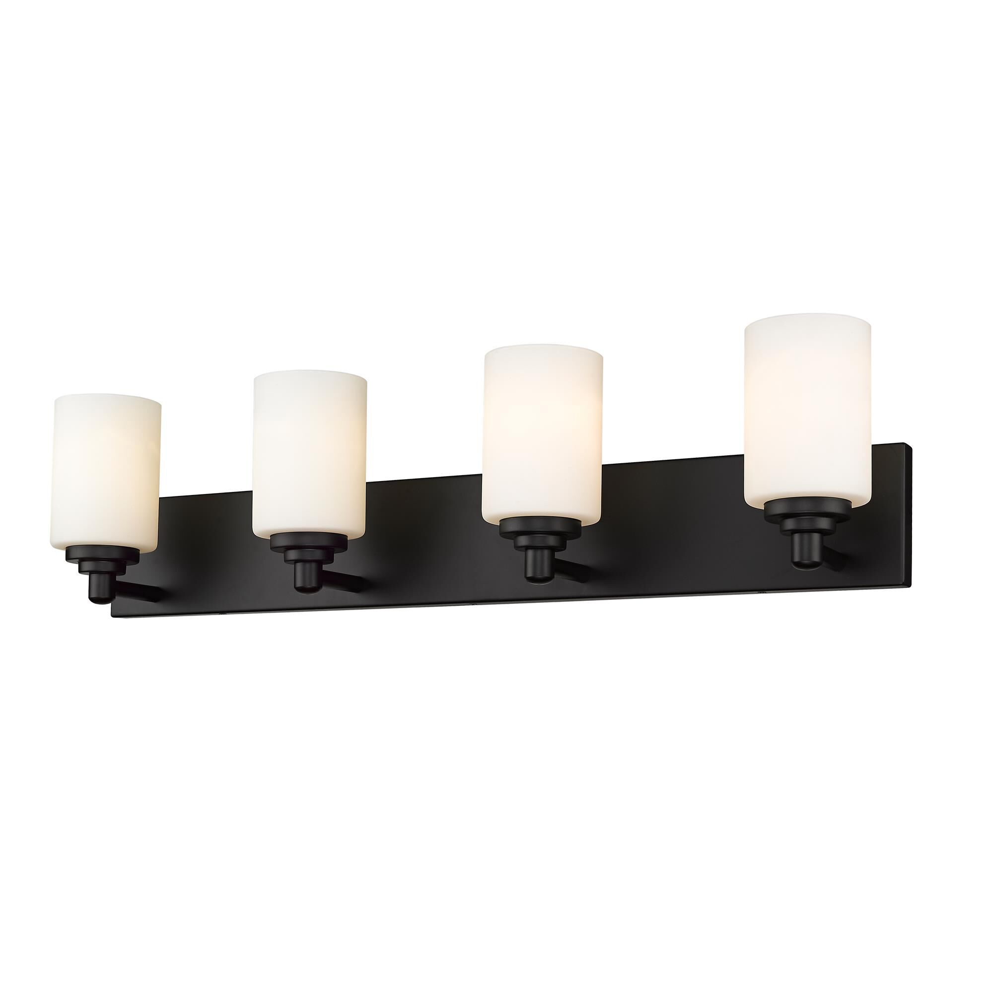 Shown in Matte Black finish and Glass shade