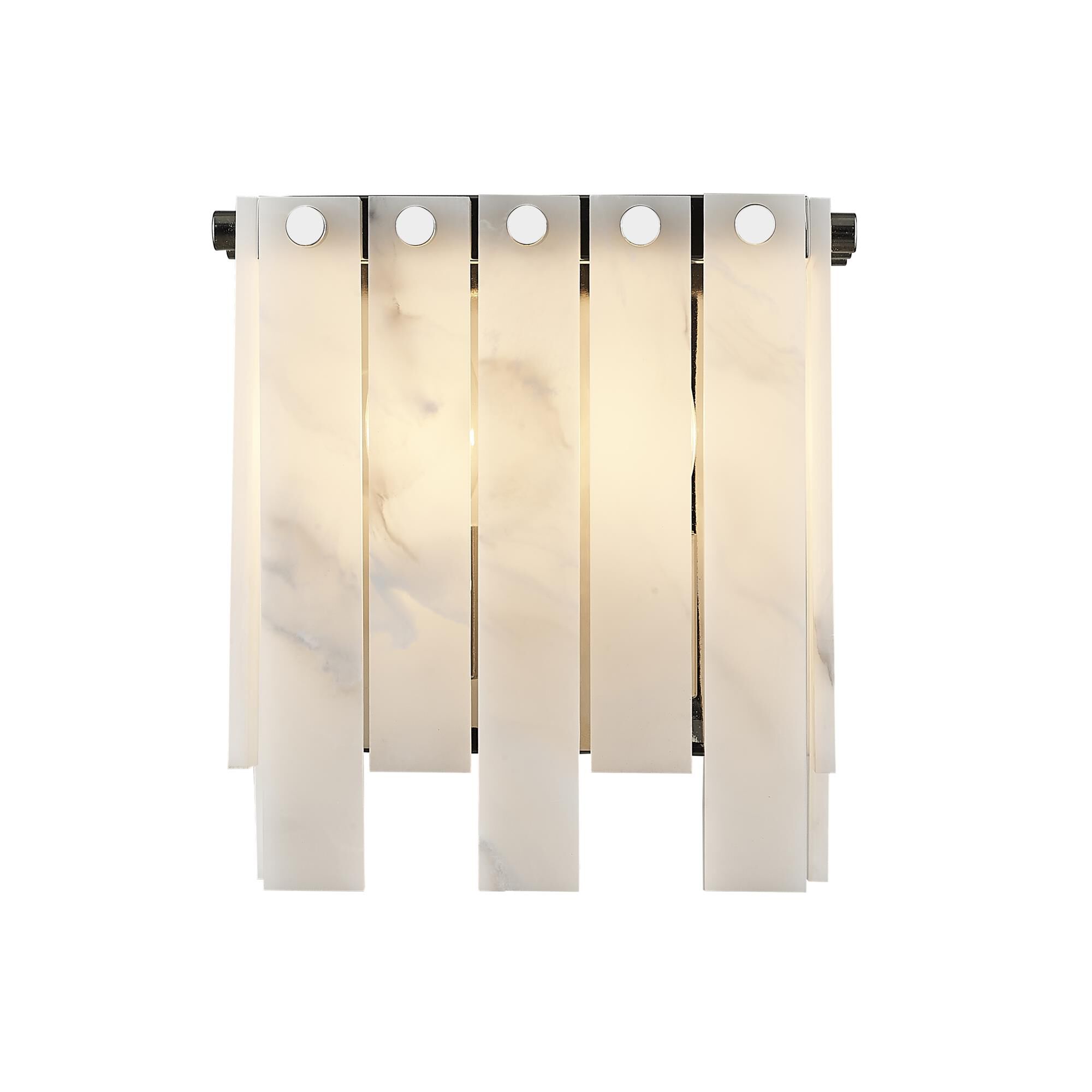 Shown in Polished Nickel finish and Alabaster Resin shade