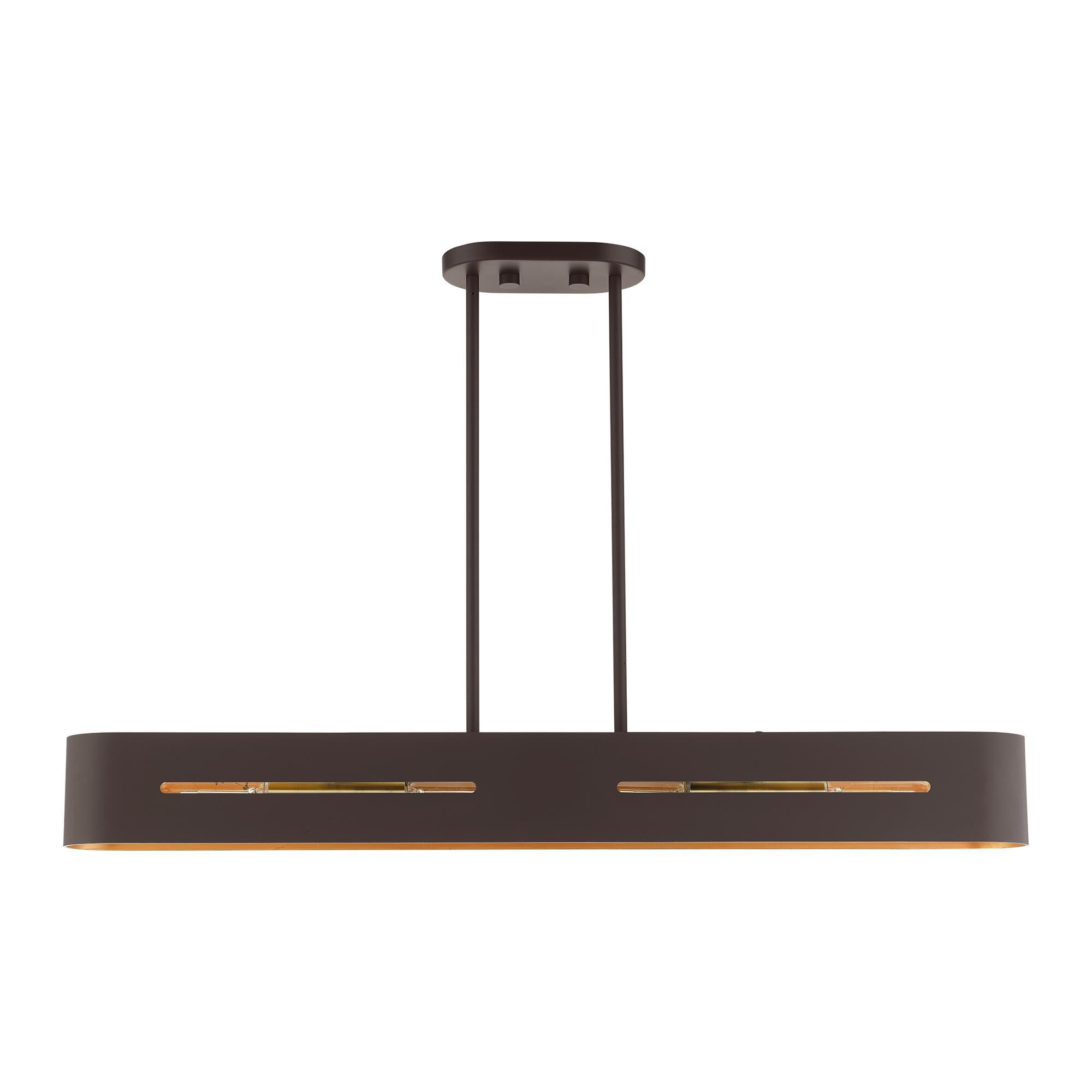 Shown in Bronze With Antique Brass Accents finish and Hand Welded Bronze  With Gold Finish Inside shade