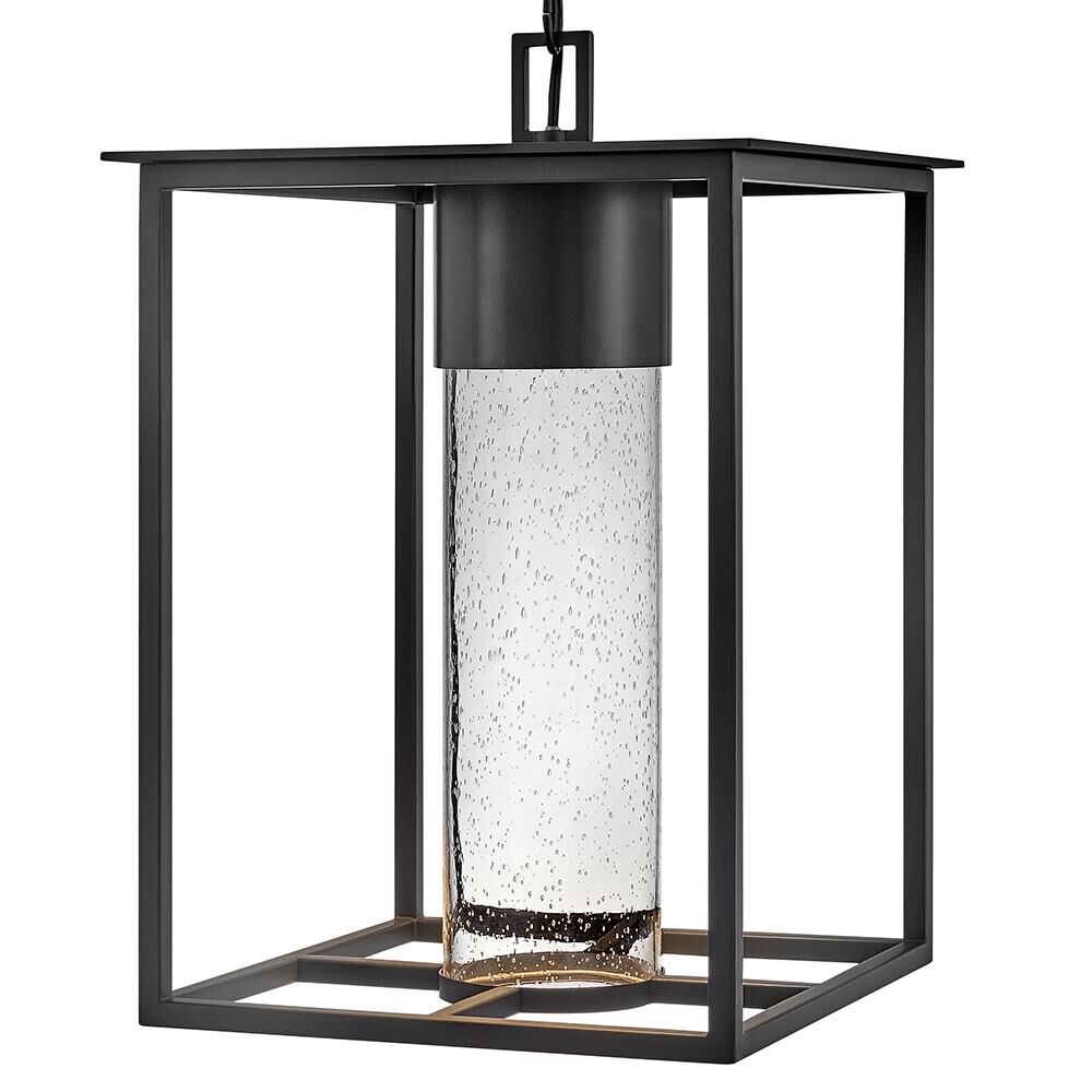 Shown in Black finish and Clear Seedy glass
