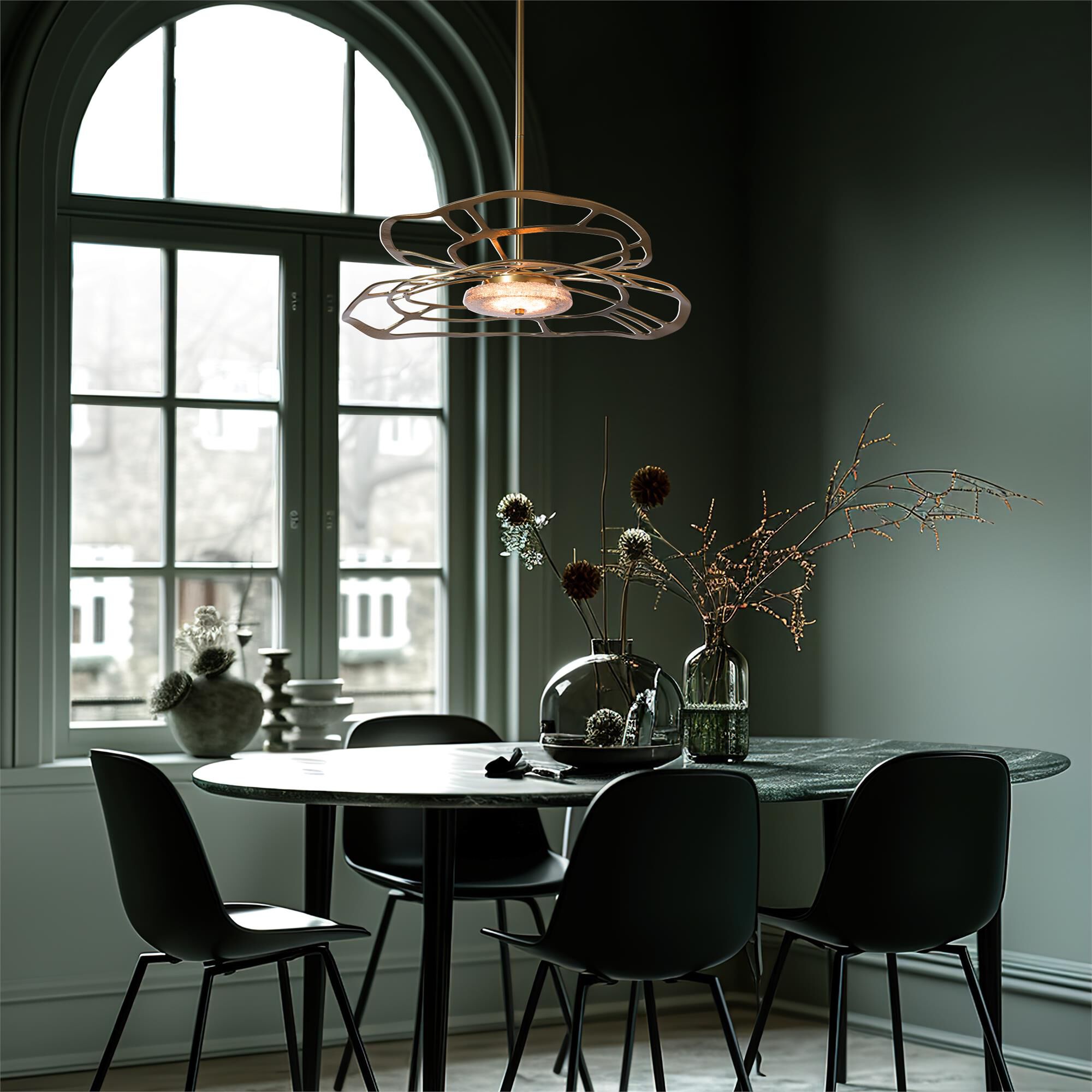Shown in Modern Brass finish and Clear glass
