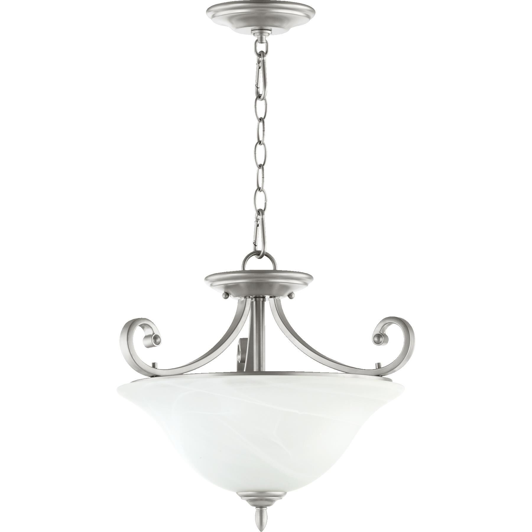 Shown in Classic Nickel finish and Faux Alabaster glass