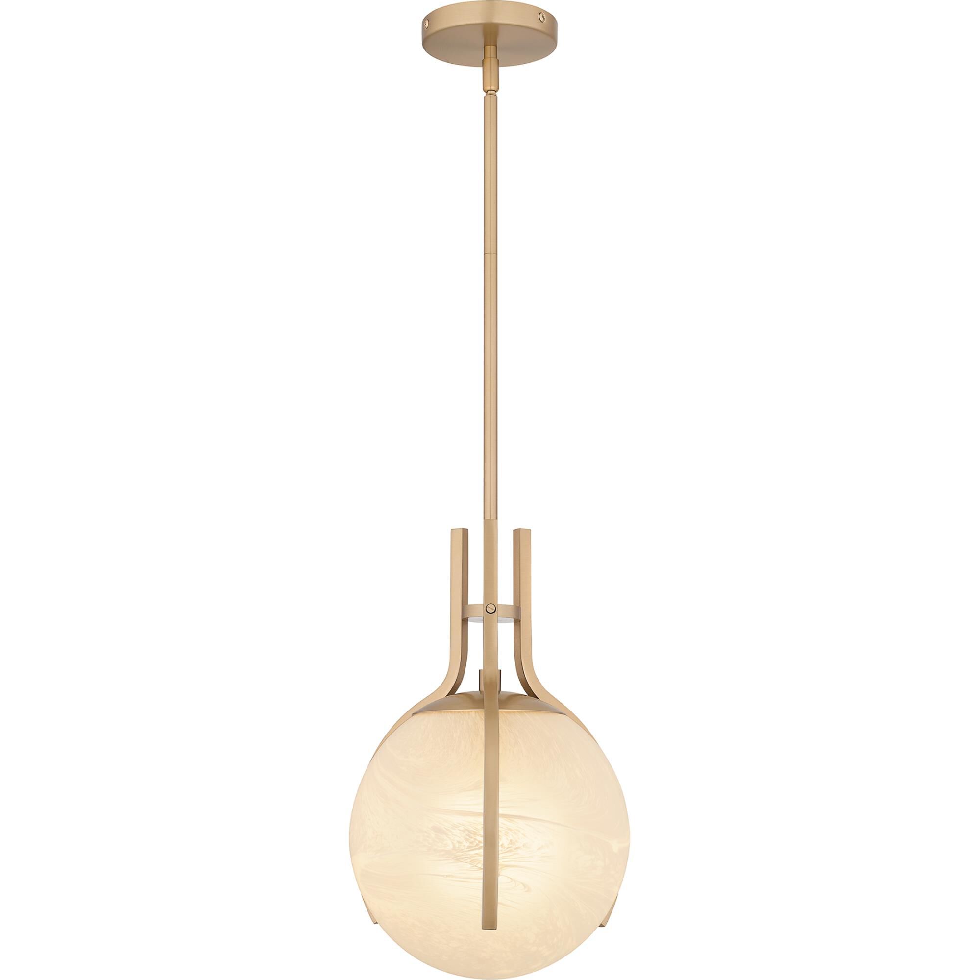 Shown in Bronze Gold finish and Alabaster Glass shade