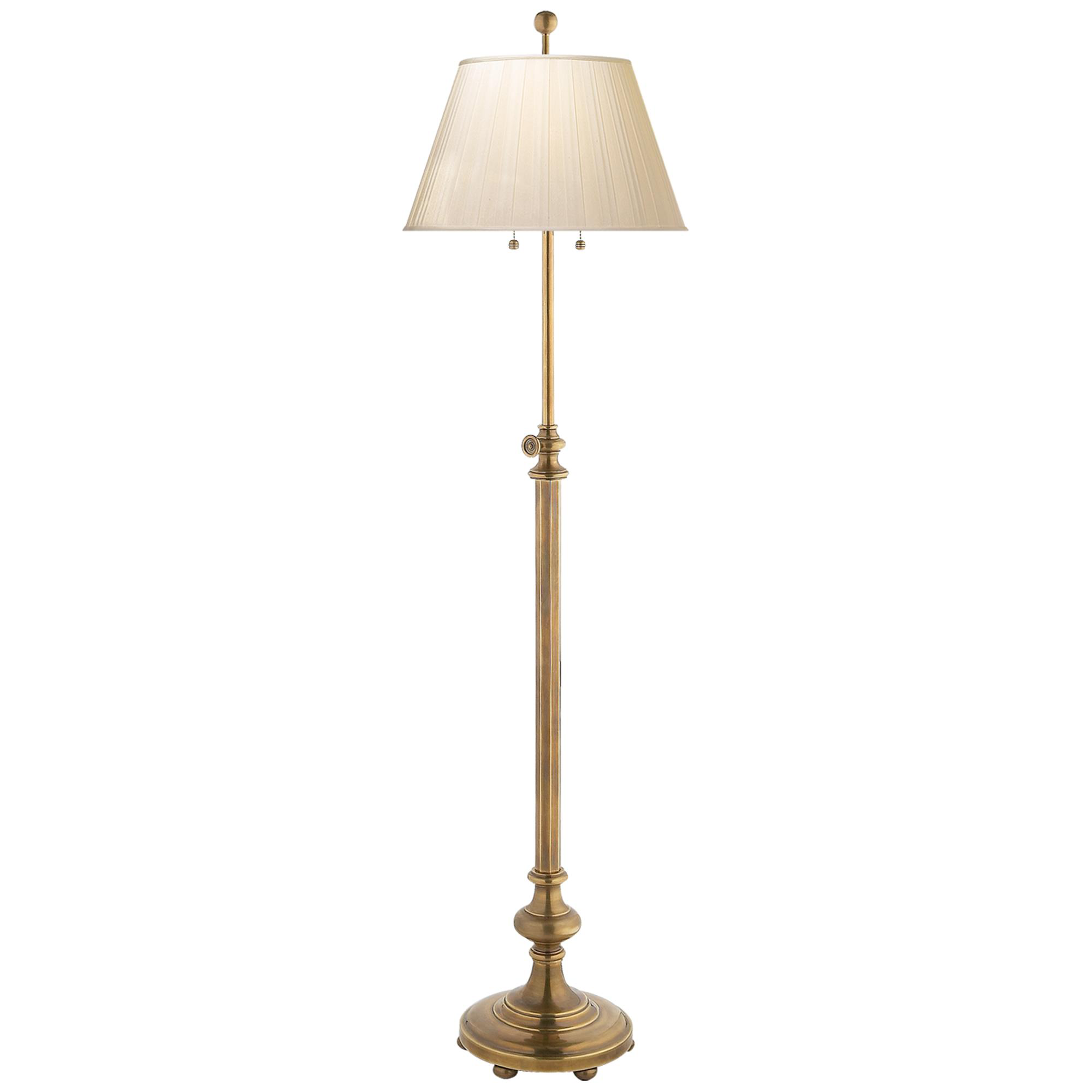 Shown in Antique-Burnished Brass finish and Silk shade