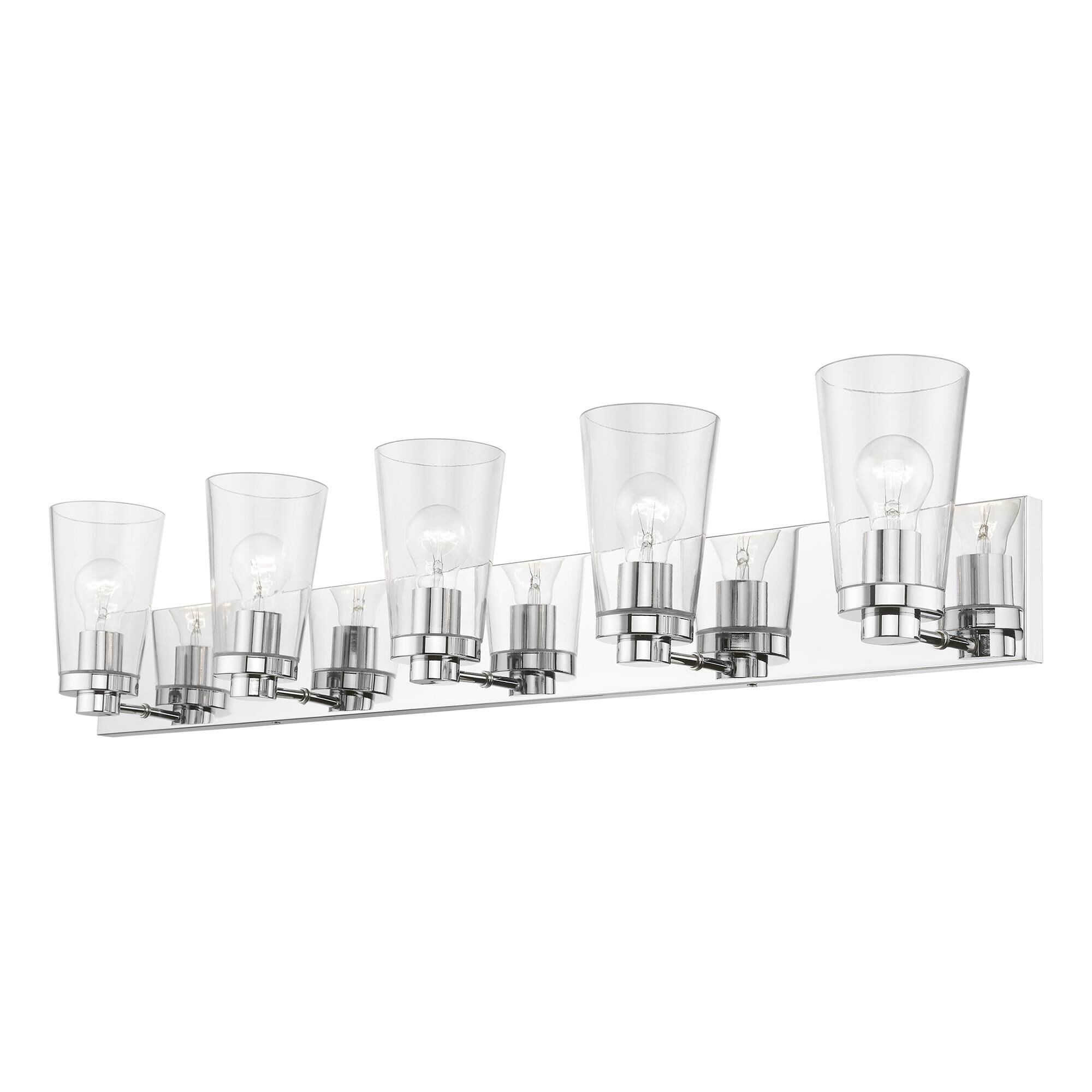 Shown in Polished Chrome finish and Clear glass