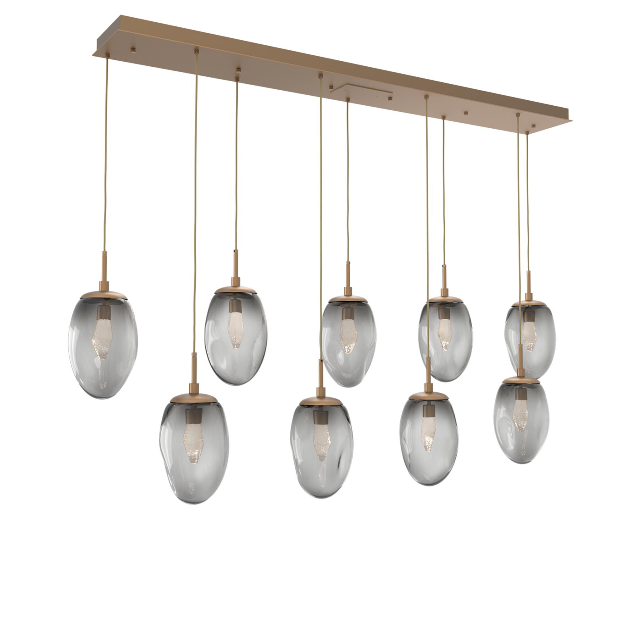 Shown in Novel Brass finish and Geo Inner And Smoke Outer glass