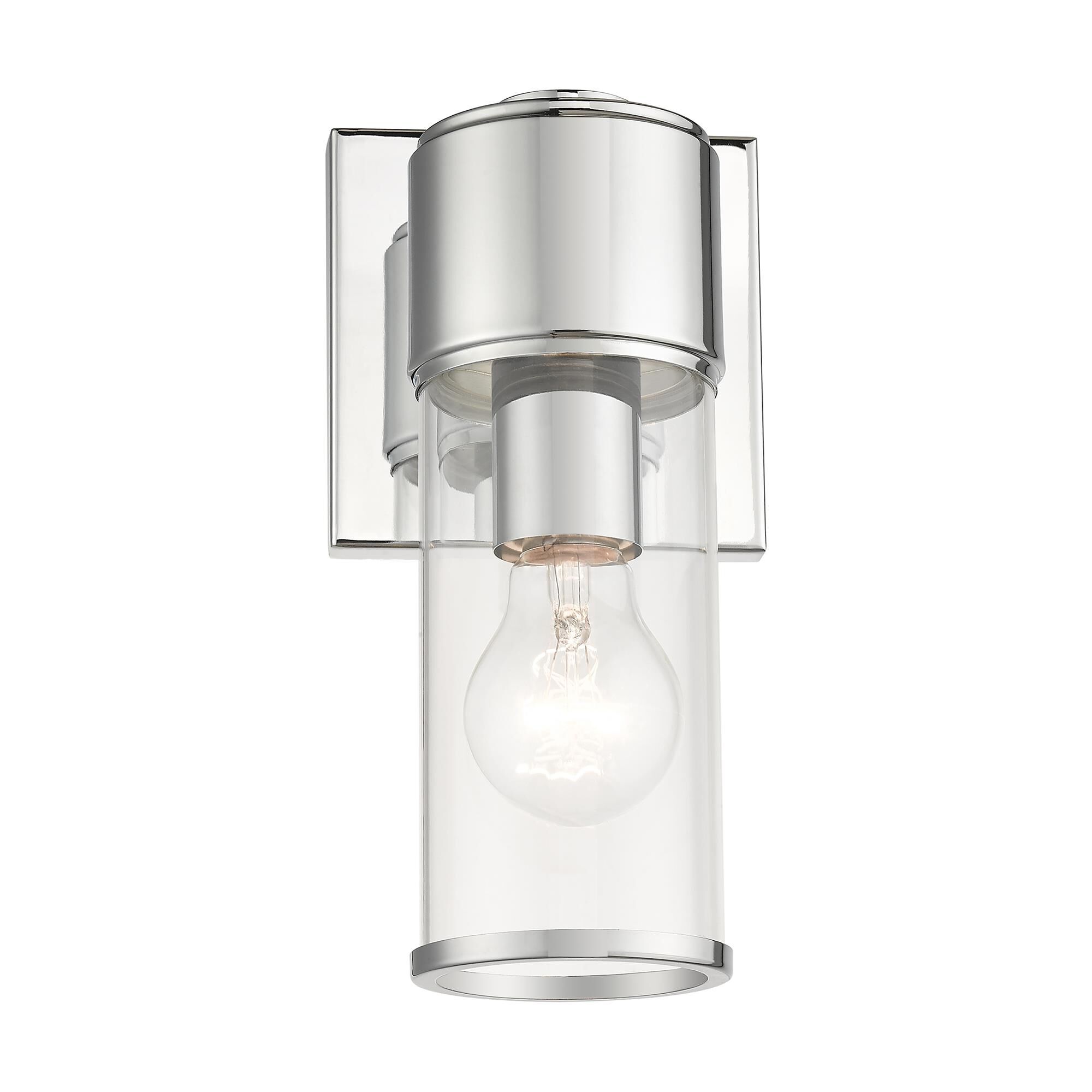 Shown in Polished Chrome finish and Clear  glass