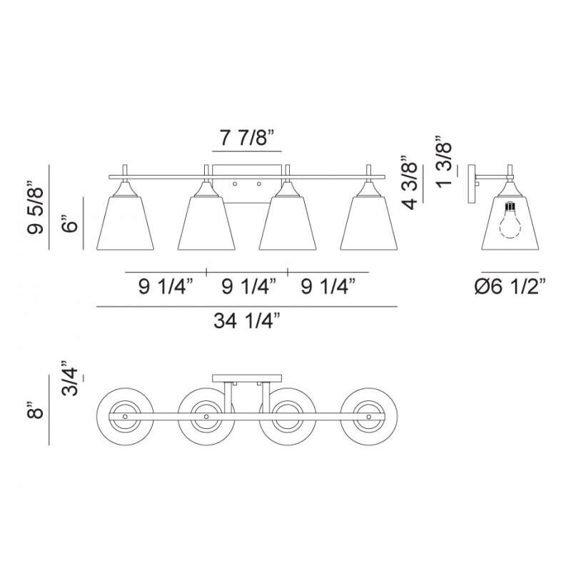 Hollis 34 Inch 4 Light Bath Vanity Light by Matteo Lighting