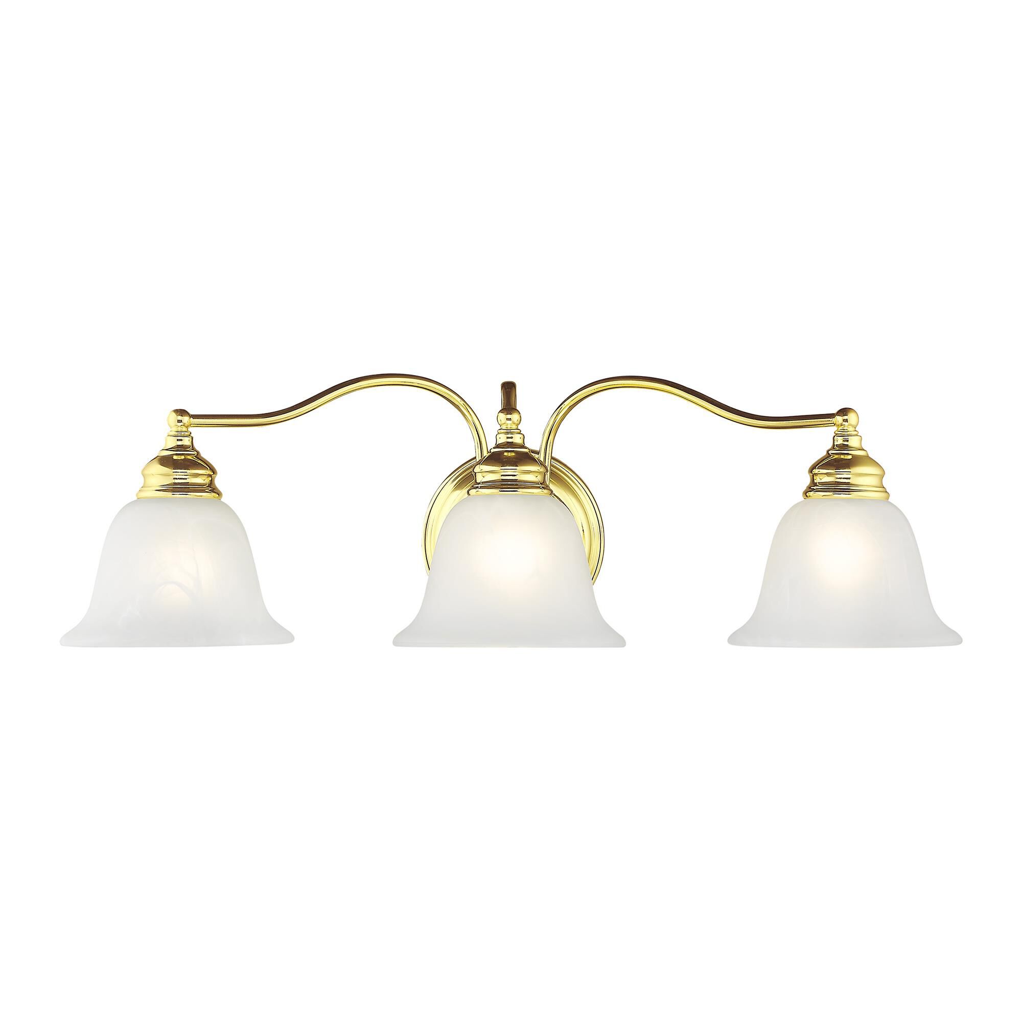 Shown in Polished Brass finish and White Alabaster glass