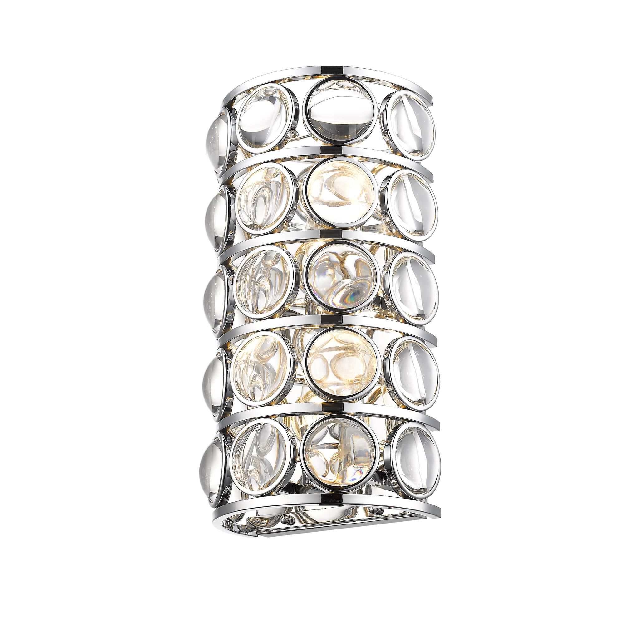 Shown in Chrome finish and Crystal glass and Crystal shade