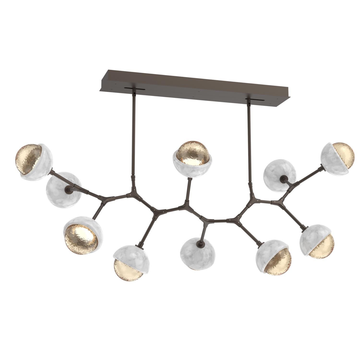 Shown in Flat Bronze finish and Amber glass and White Marble accent