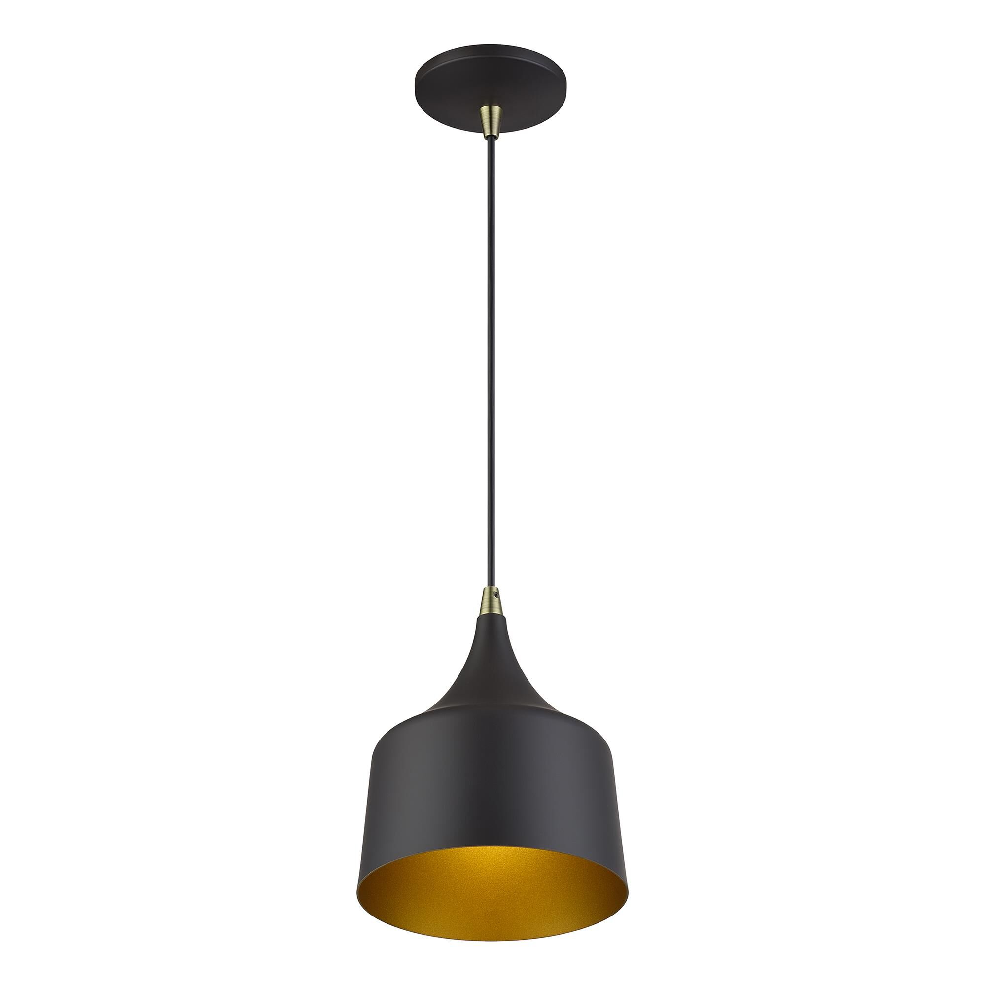 Shown in Bronze with Antique Brass Accents finish and Bronze Aluminum with Gold Inside shade