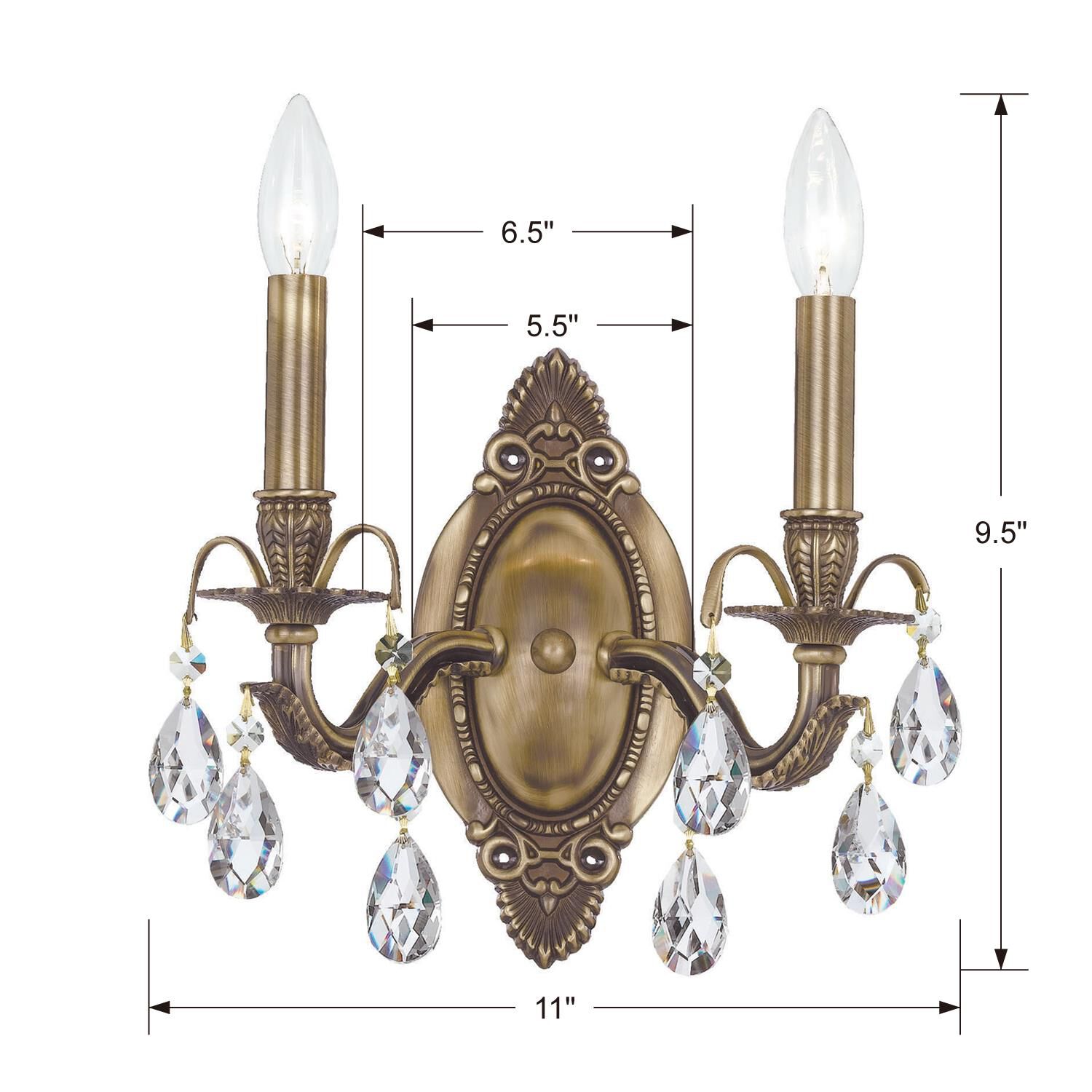 Shown in Antique Brass finish and Clear Swarovski Strass crystal
