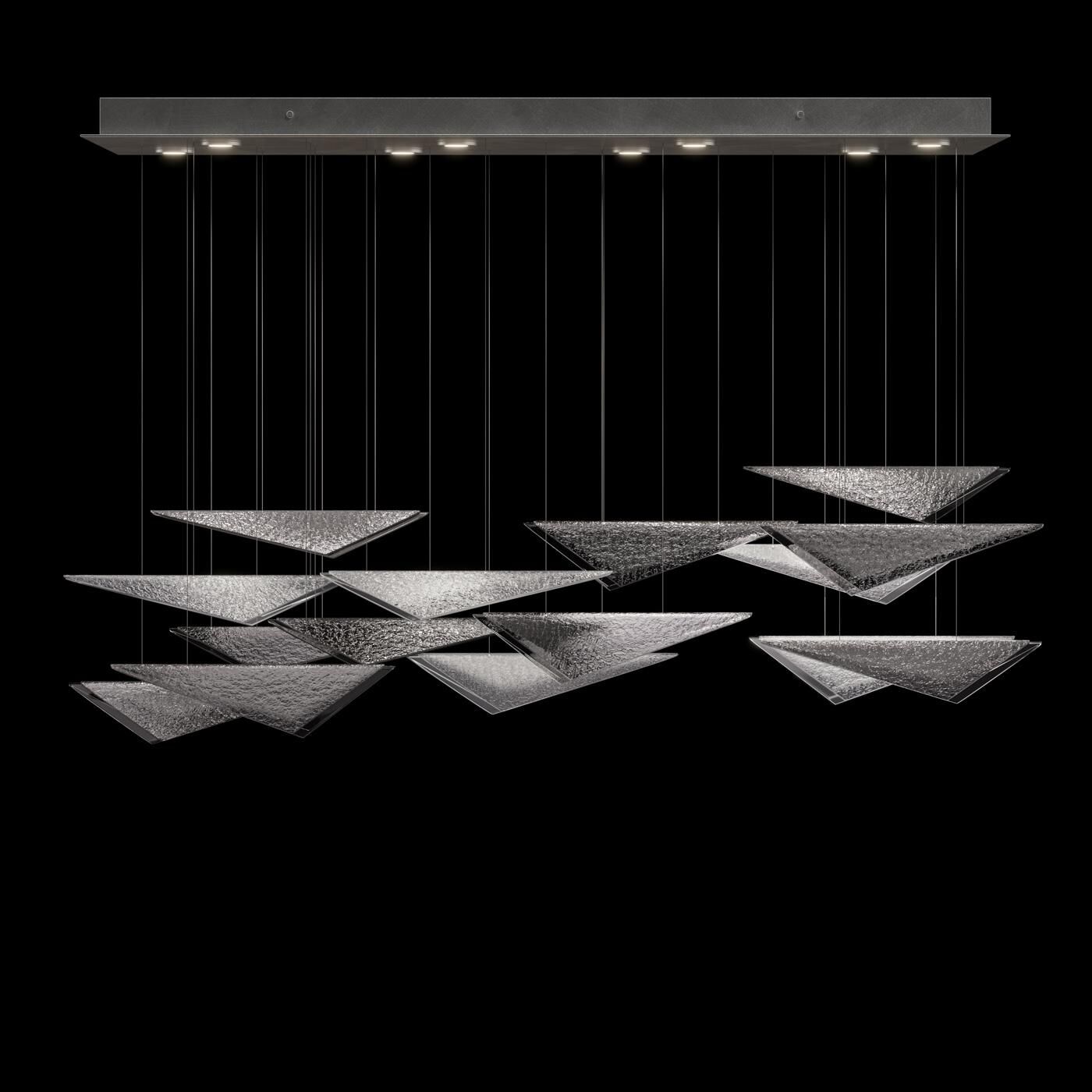 Shown in Silver finish and Smoke Hammered glass