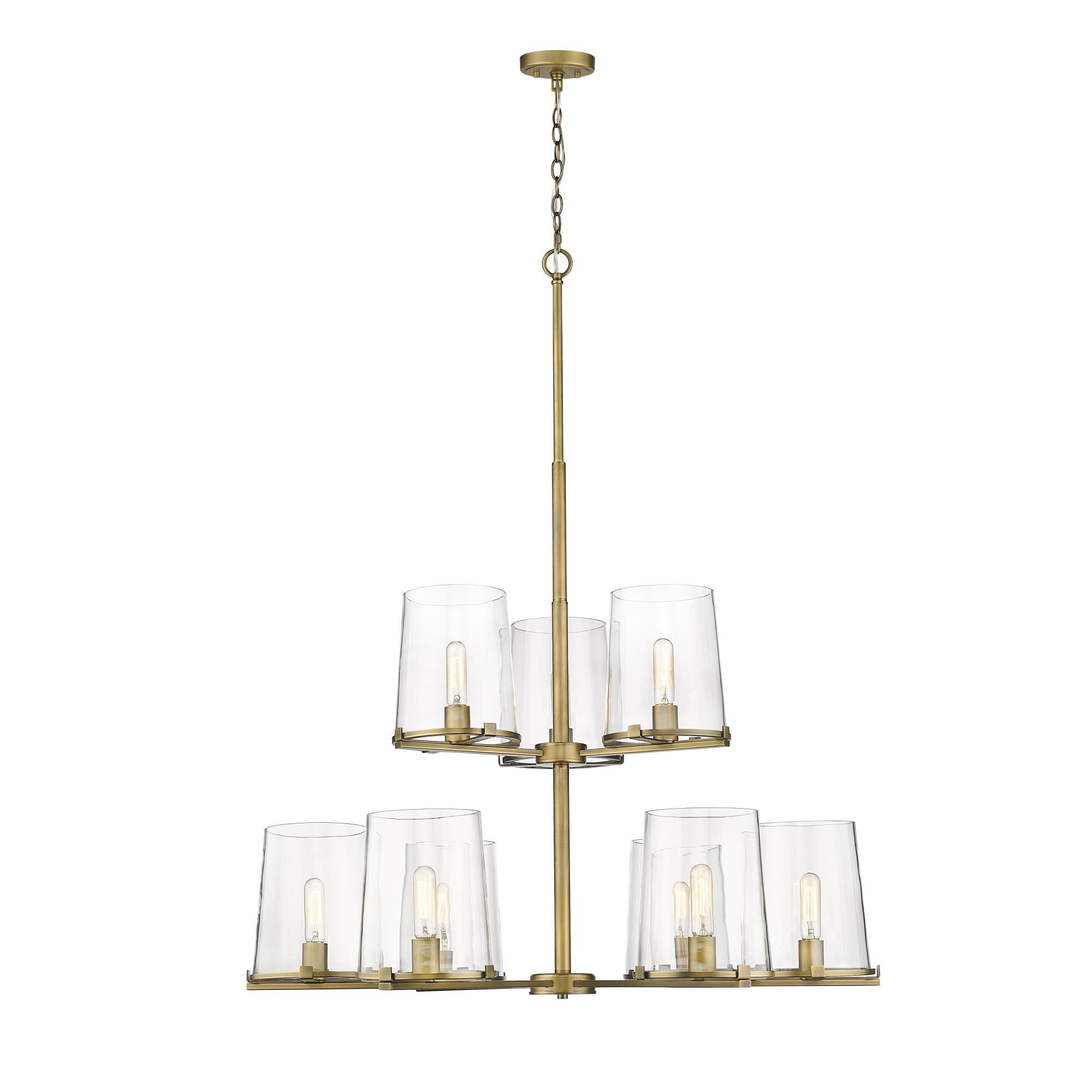 Shown in Rubbed Brass finish and Glass shade