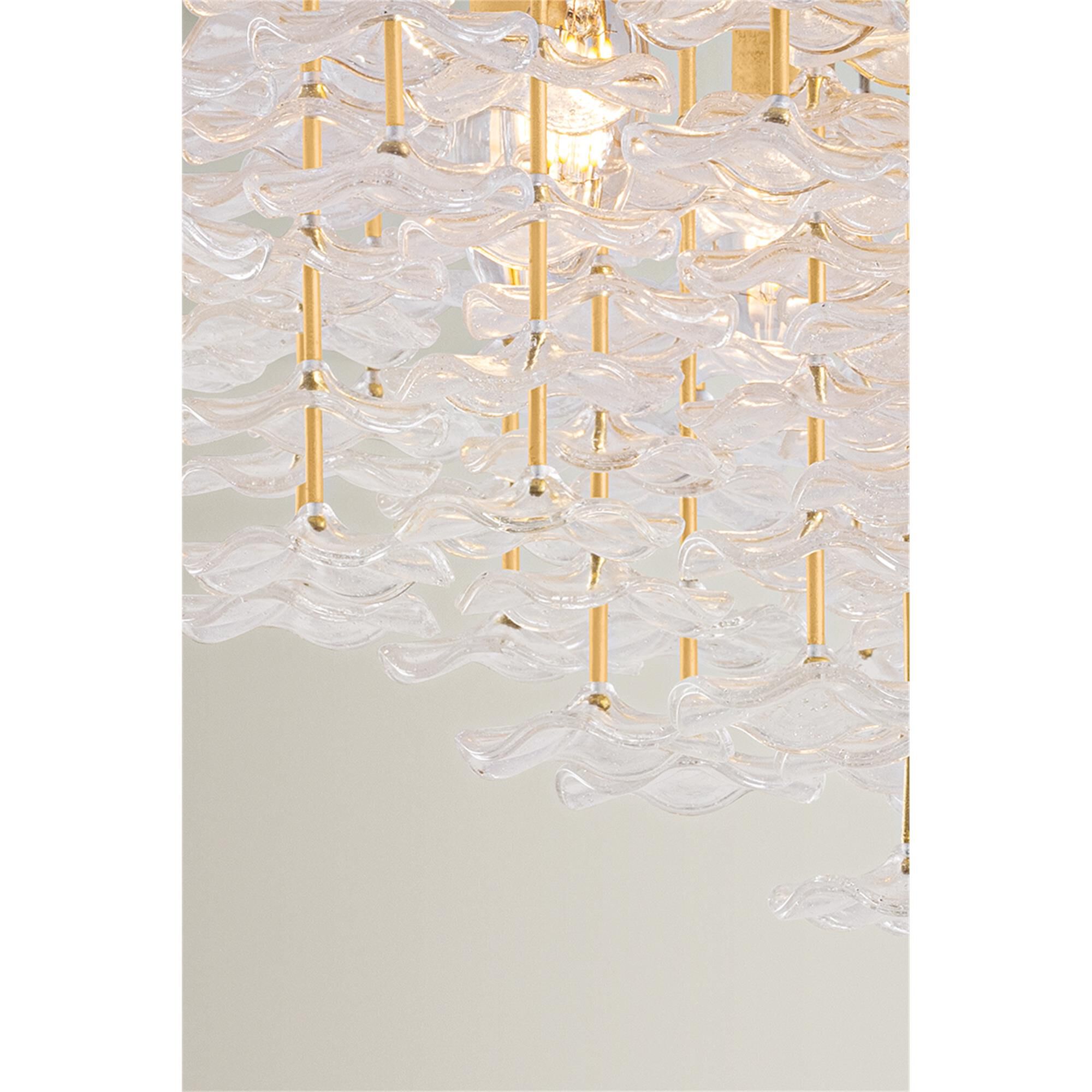 Shown in Vintage Gold Leaf finish and Piastre glass