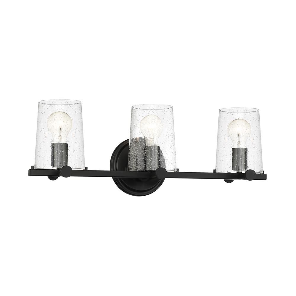 Shown in Matte Black finish and Clear Seedy glass and Clear Seedy Glass shade