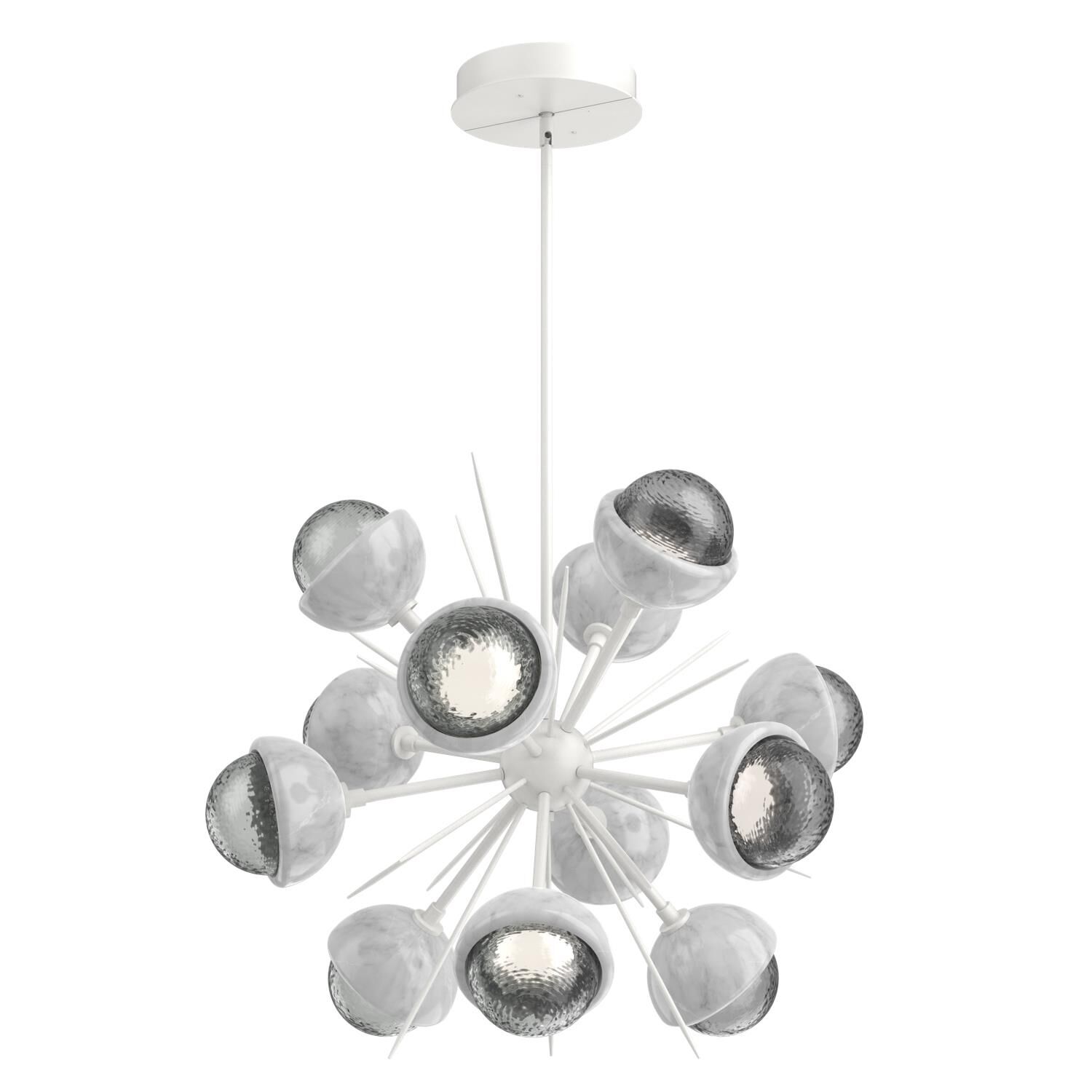 Shown in Salt White finish and Smoke glass and White Marble accent