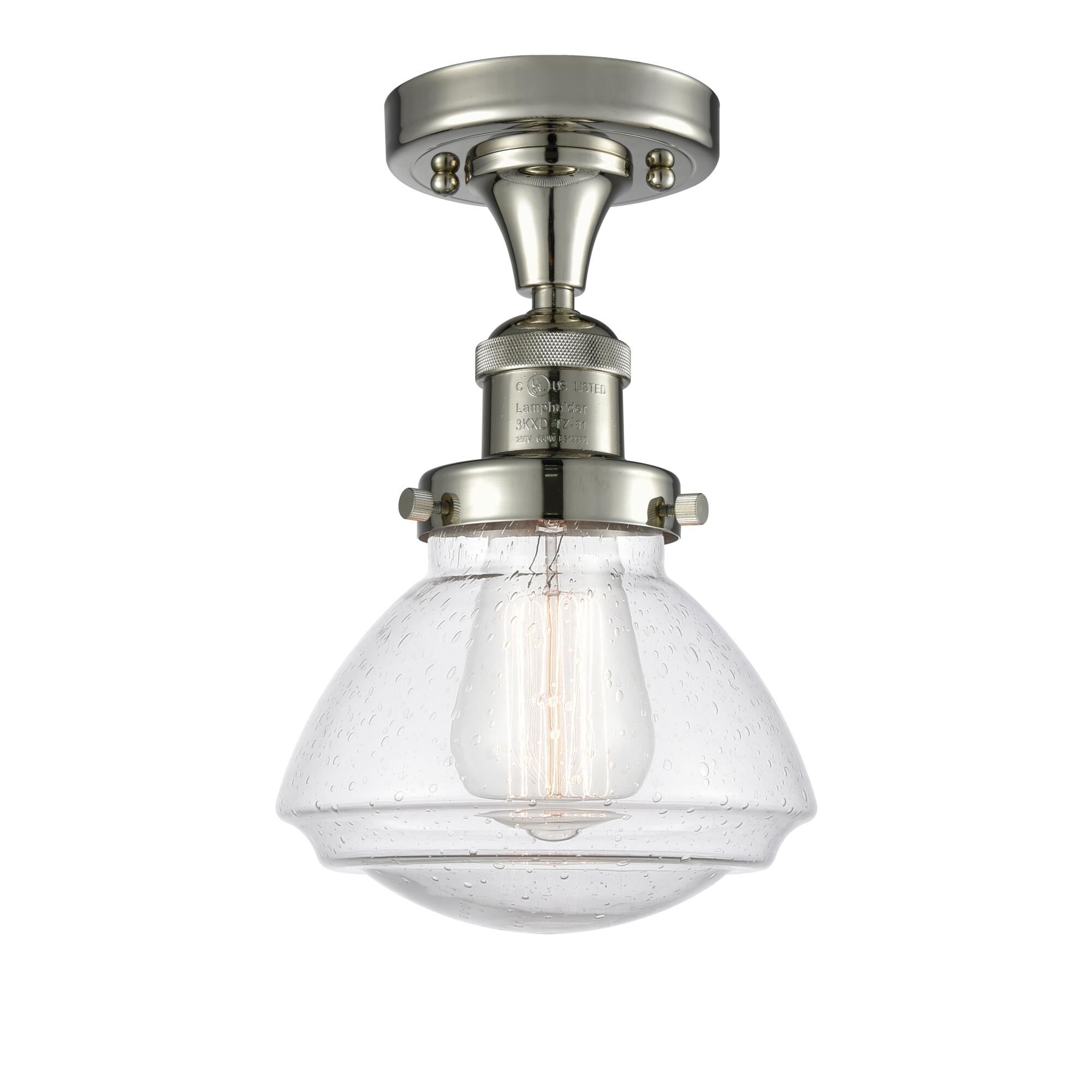 Shown in Polished Nickel finish and Bell glass and Glass shade