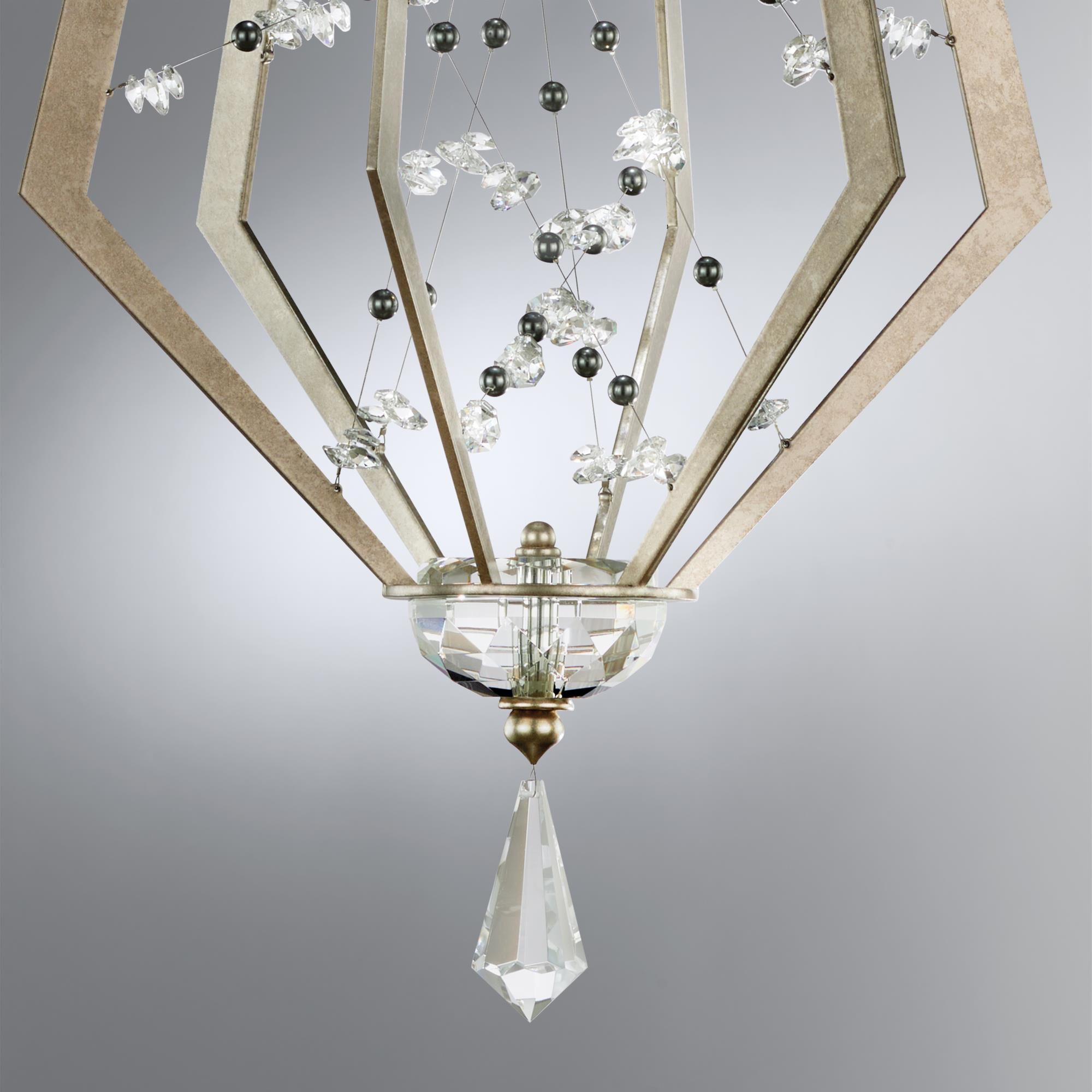 Shown in Antique Silver With Tahitian Silver Pearl finish and Radiance crystal and Crystal glass