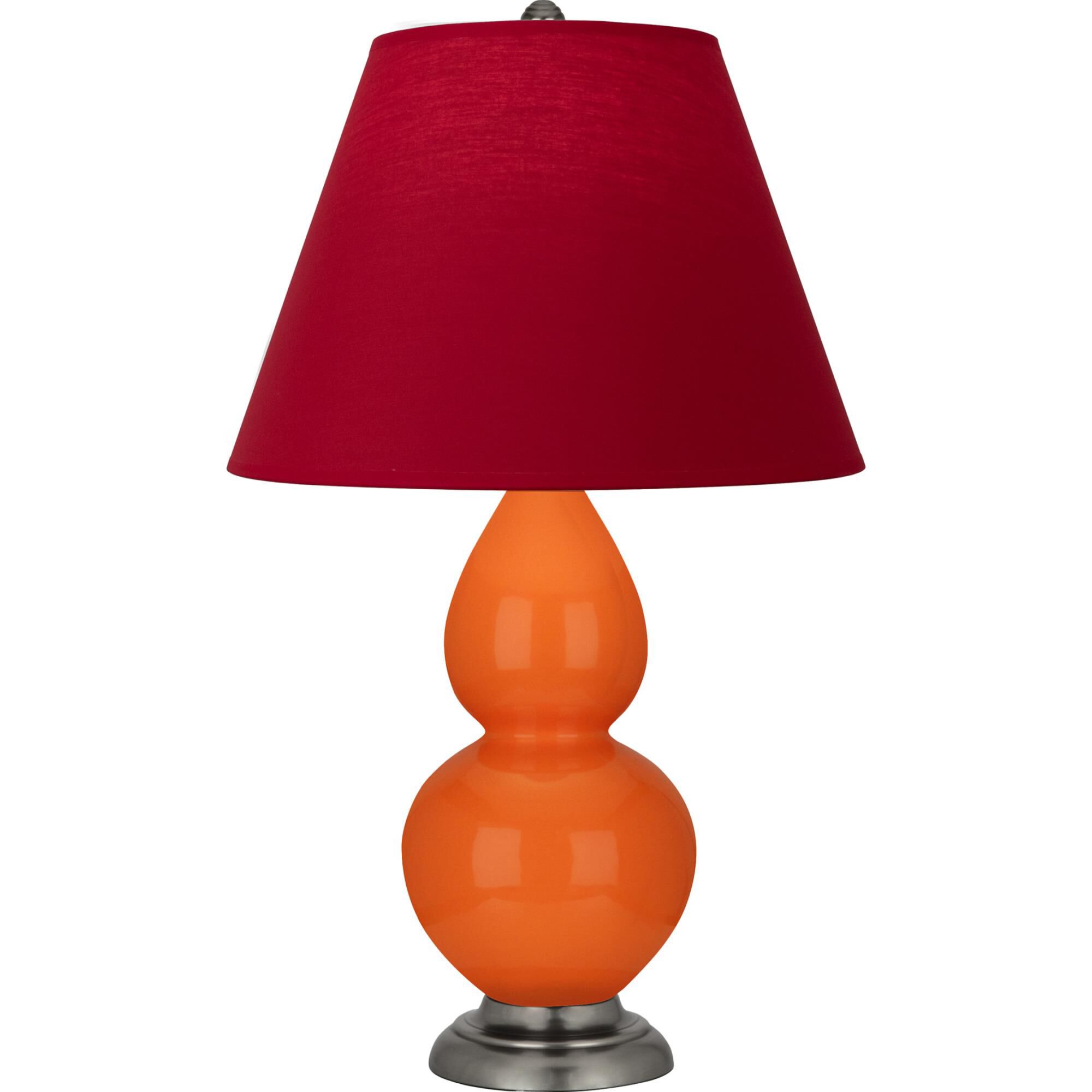 Shown in Pumpkin finish and Rose Red with Ink Black Lining shade and Antique Silver accent