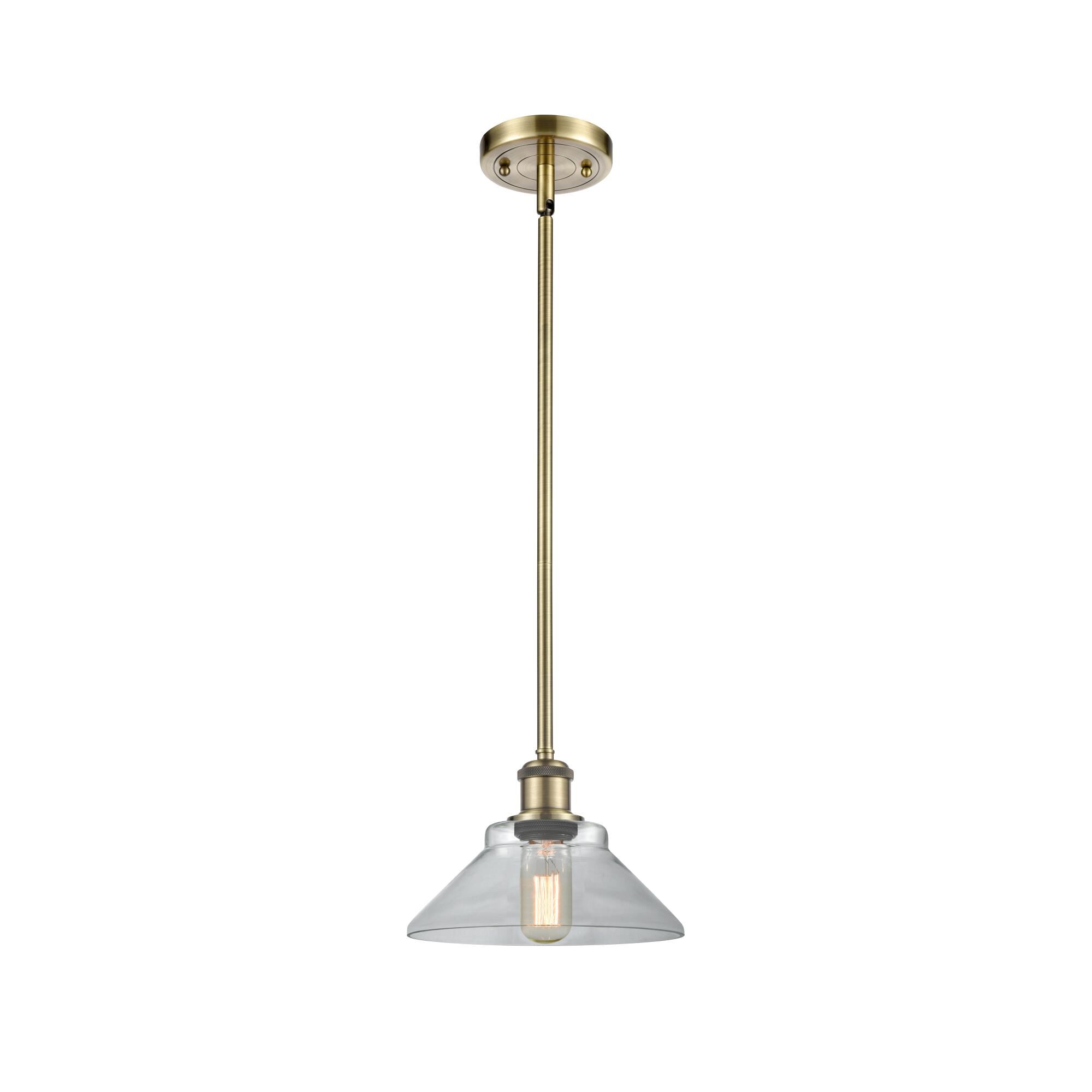 Shown in Antique Brass finish and Disc glass and Glass shade