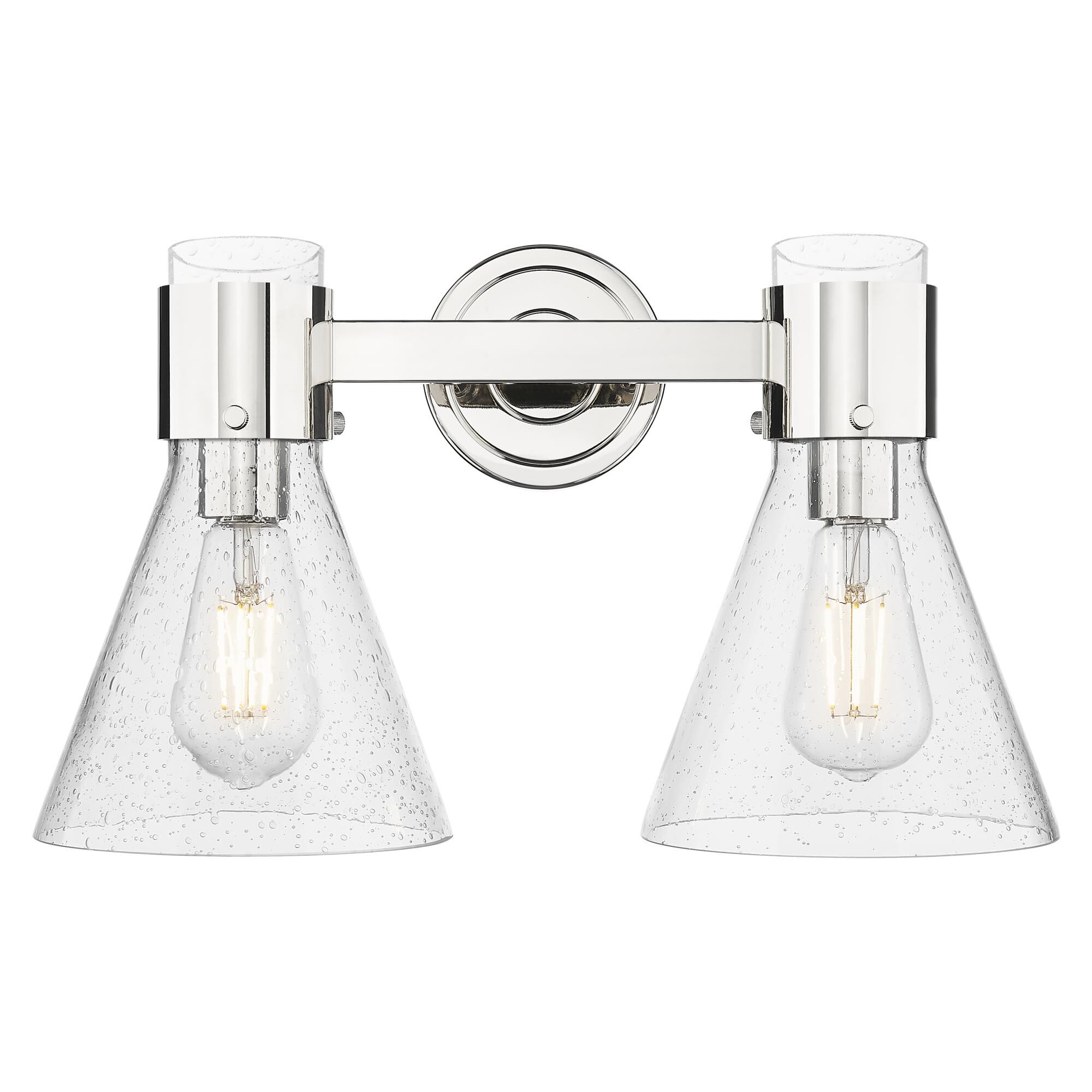 Shown in Polished Nickel finish and Seedy glass