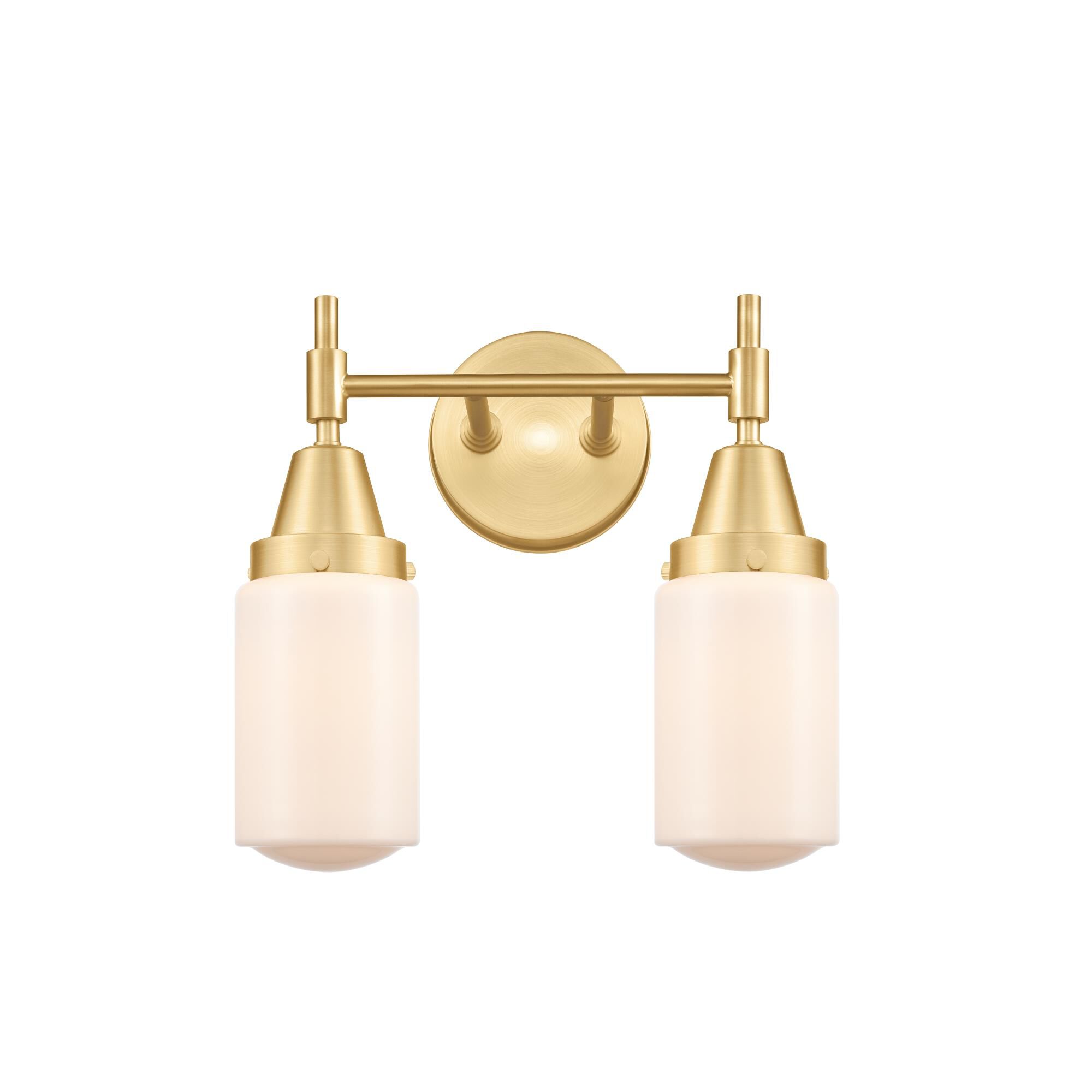 Shown in Satin Gold finish and Matte White Cased Dover glass