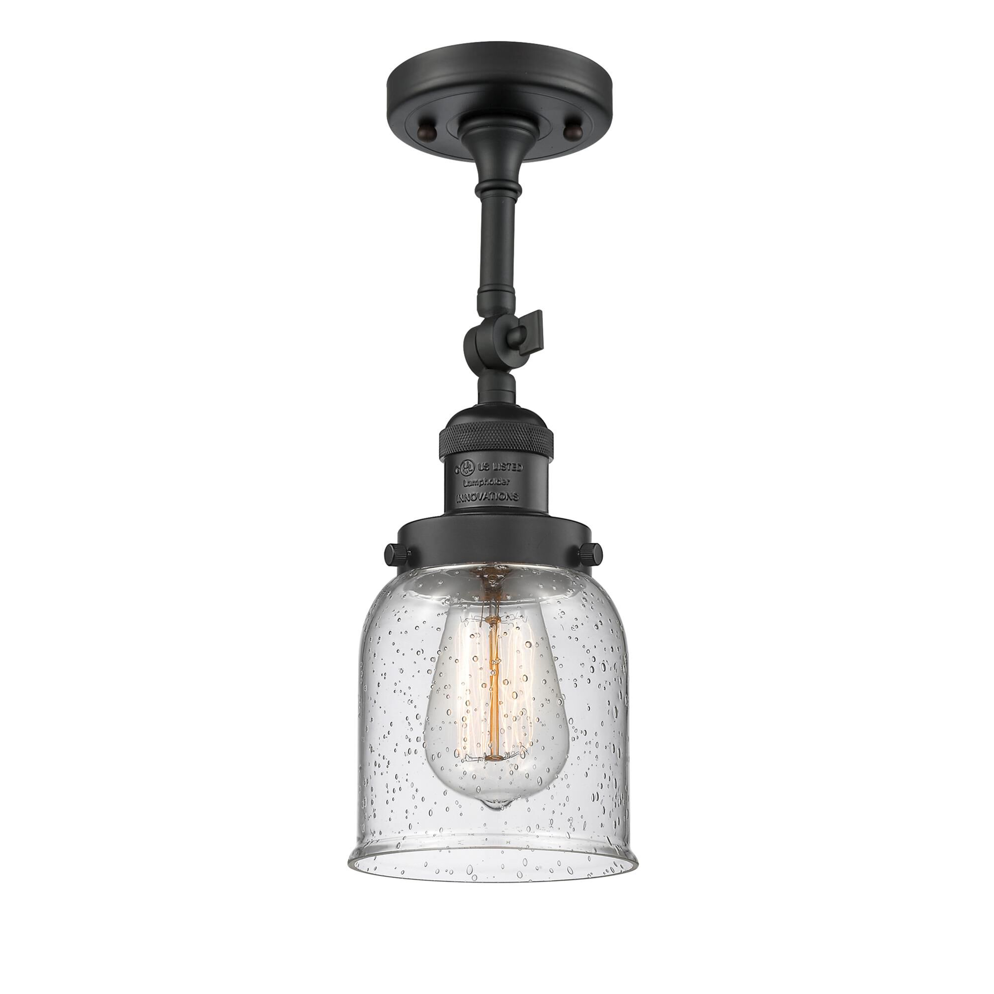 Shown in Matte Black finish and Seedy glass and None accent