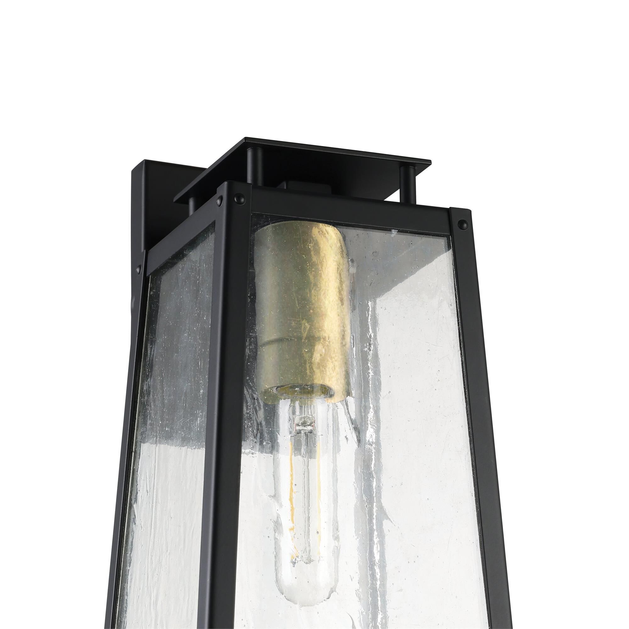 Shown in Matte Black finish and Clear Antique glass