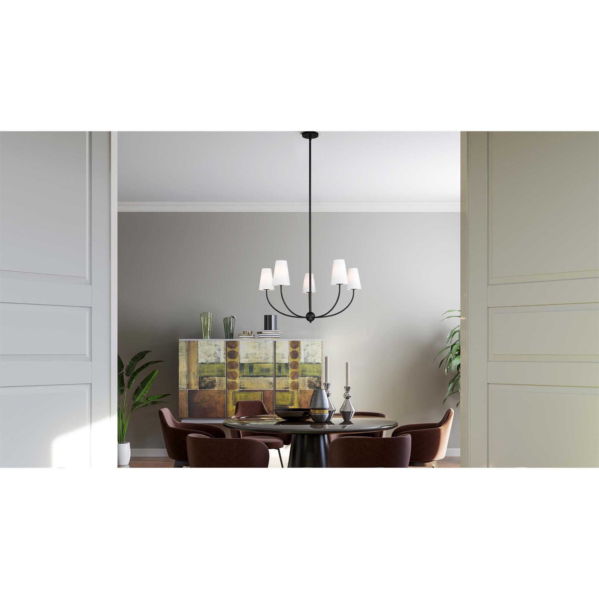 Shown in Matte Black finish and White glass