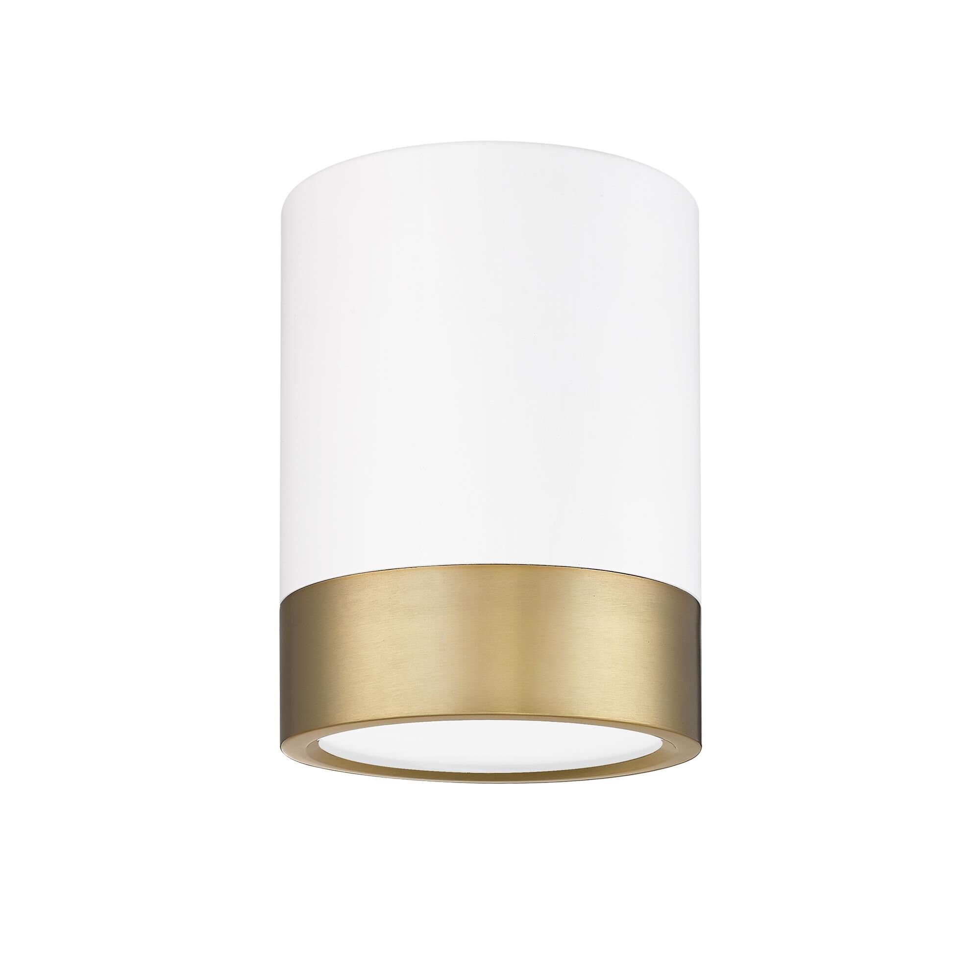 Shown in Matte White and Modern Gold finish and Frosted glass