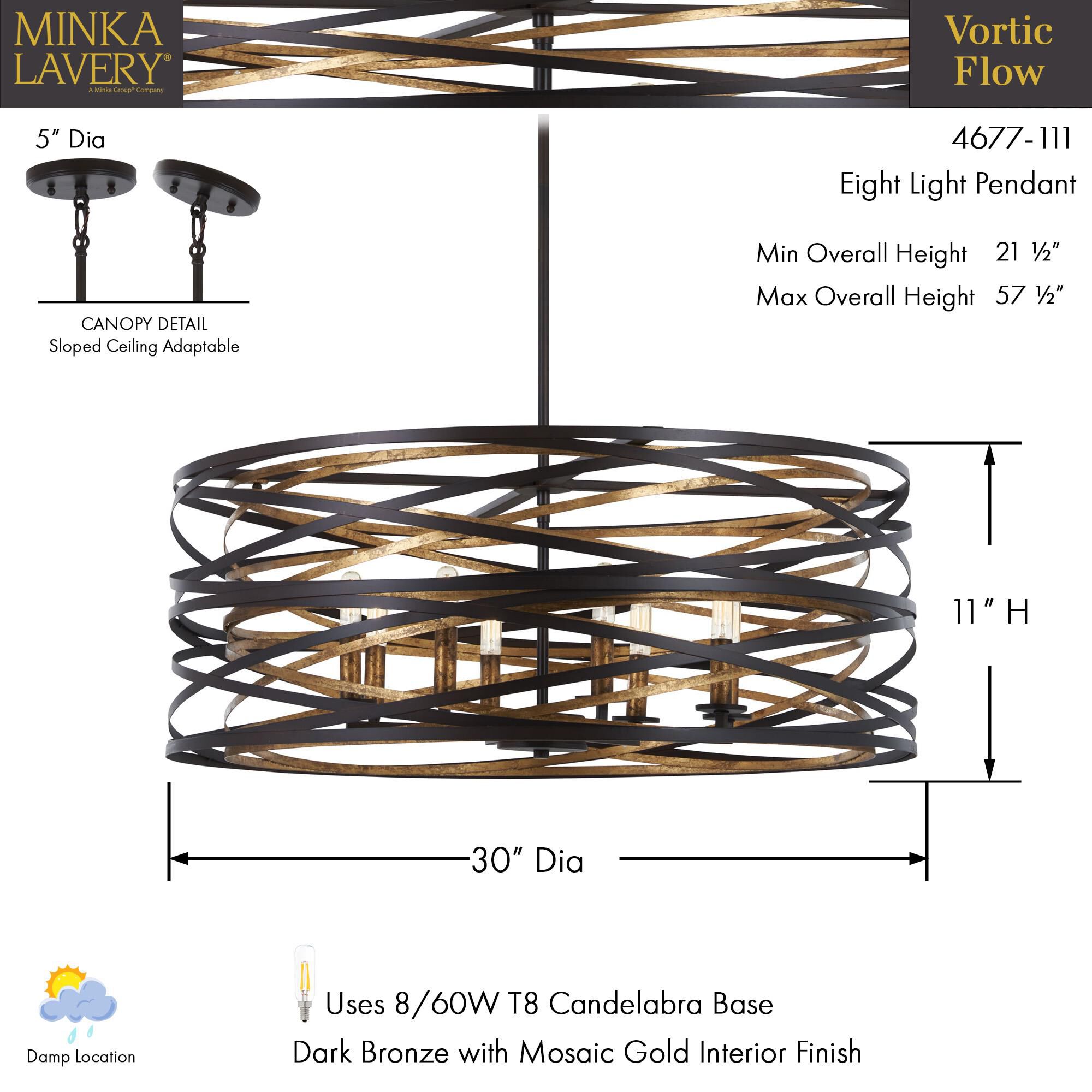 Vortic Flow 30 Inch Large Pendant by Minka Lavery