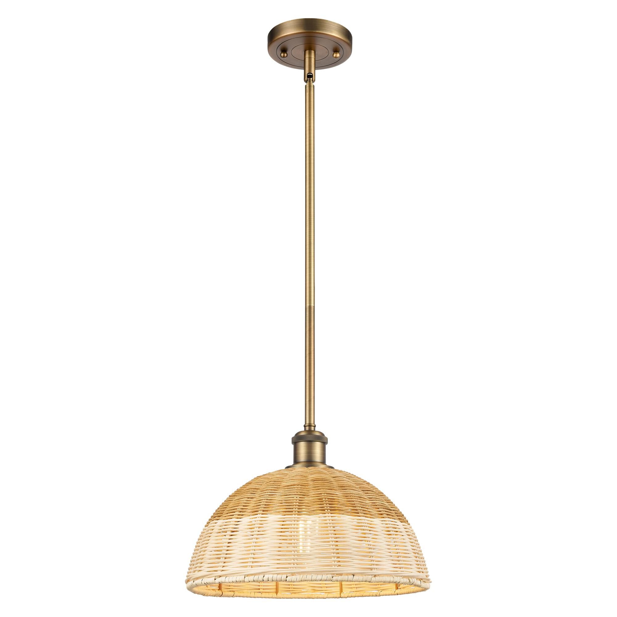 Shown in Brushed Brass finish and Natural shade