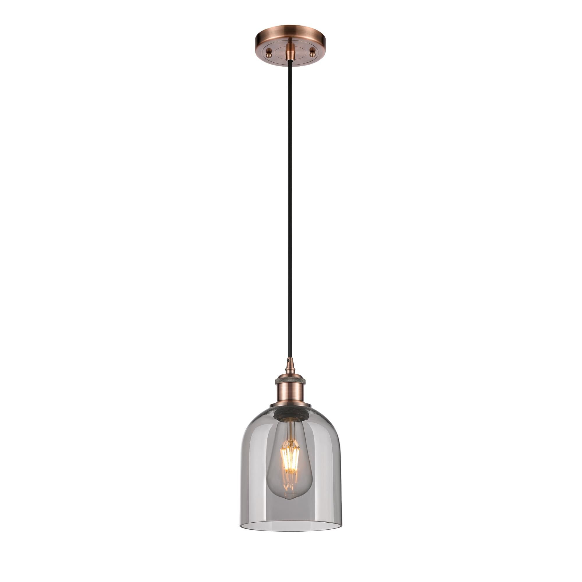 Shown in Antique Copper finish and Light Smoke glass