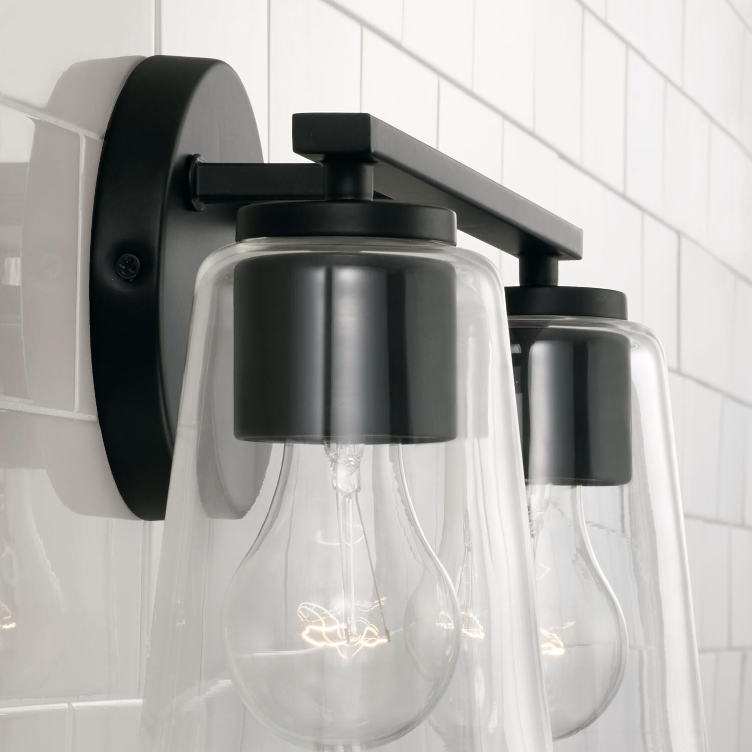 Shown in Matte Black finish and Clear glass