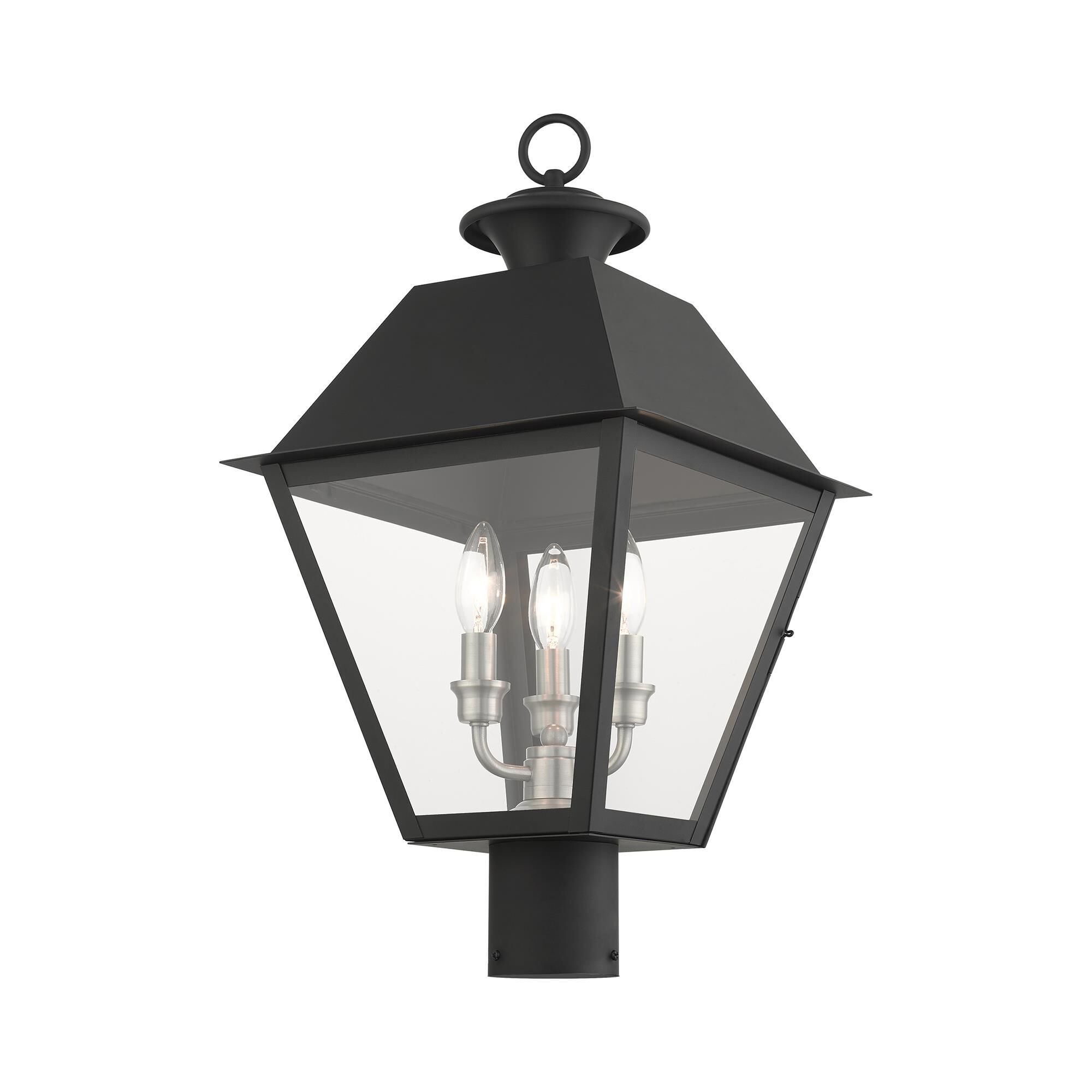 Shown in Black finish and Clear glass